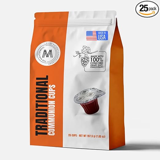 Travel Pack - The Miracle Meal Pre-Filled Traditional Communion Cup - Bag of 25 with Wafer and 100% Concord Grape Juice