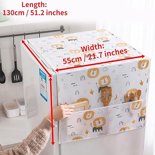 Miniatura 2 de Fundas para lavadora y secadora para la parte superior, cubierta superior de lavadora, linda funda a prueba de polvo para refrigerador de león, con