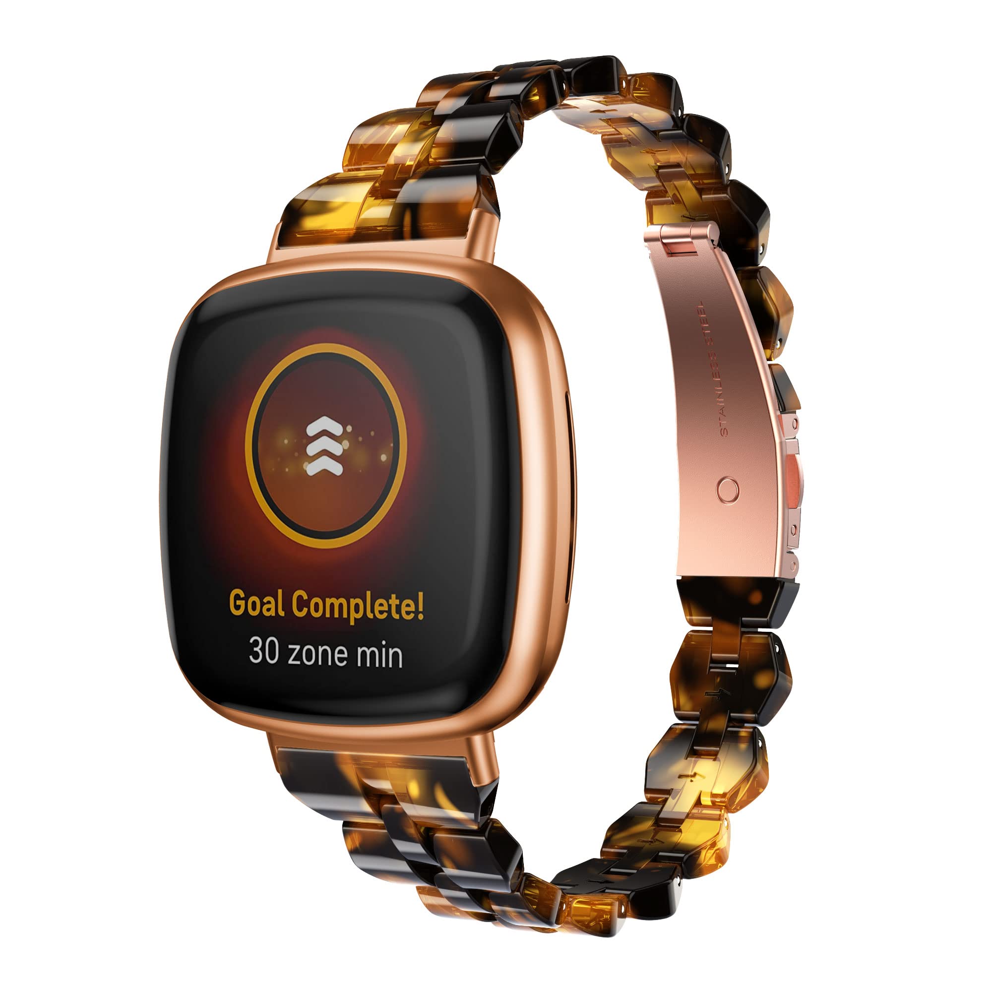 BAIHUIAM Bands Compatible with Fitbit Sense/Versa 3 Bands Women, Slim Resin Band Lightweight Thin Replacement Wristband for Fitbit Versa 3 Smartwatch, Tortoise