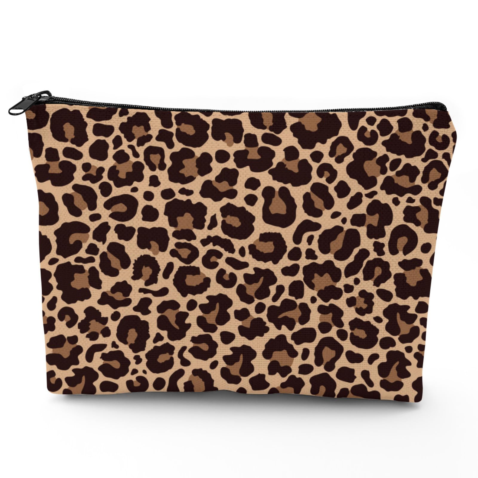 Leopard Makeup Bag, Women Cheetah Large Capacity Zipper Cosmetic Bag, Multi-Purpose Purse Organizer Pouches