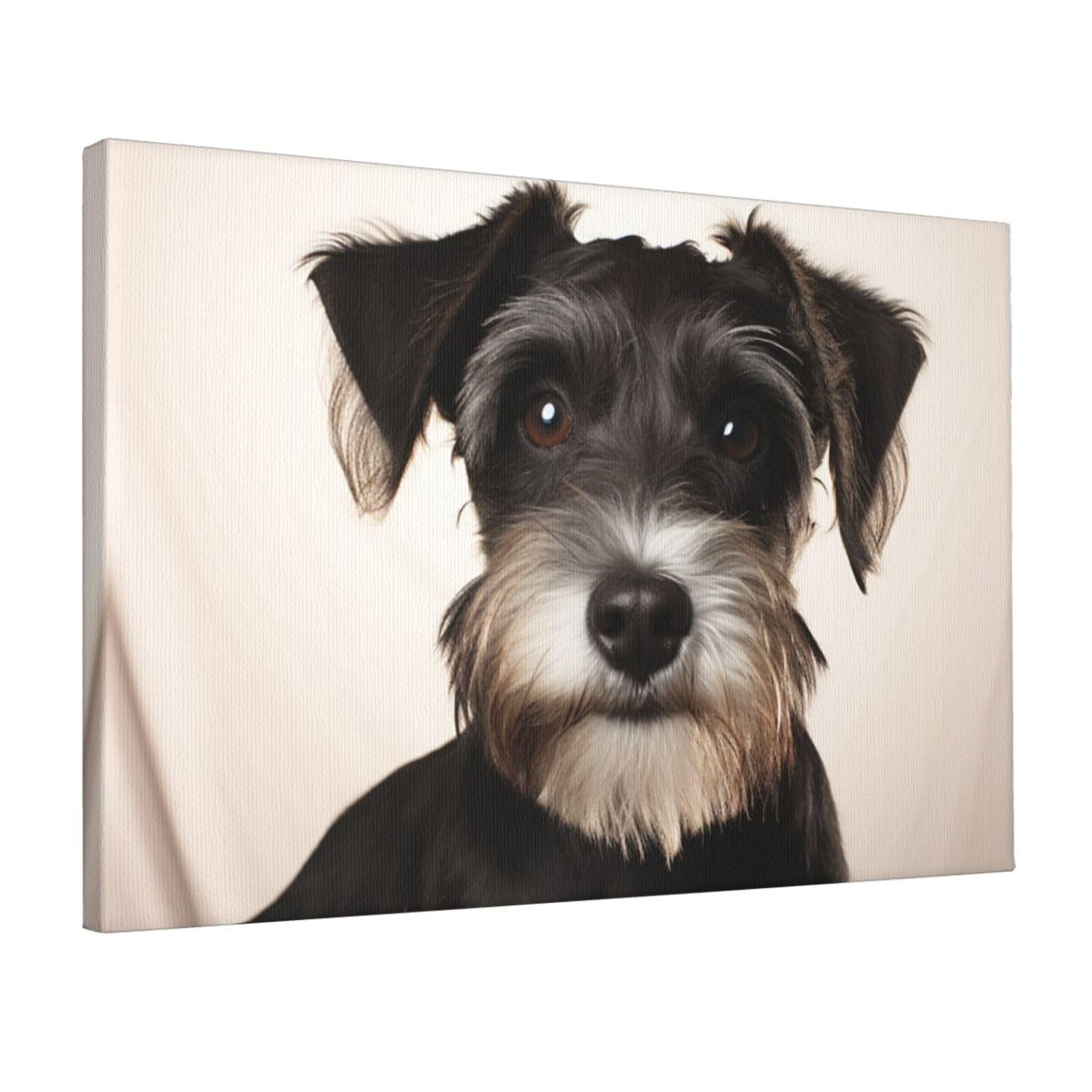 Canvas Wall Art for Living Room Wall Decor 12"x18" Modern Artwork Painting Pictures Hanging Canvas Prints Cute schnauzer Aesthetic Wall Art for Bedroom Bathroom Office Wallart Decor