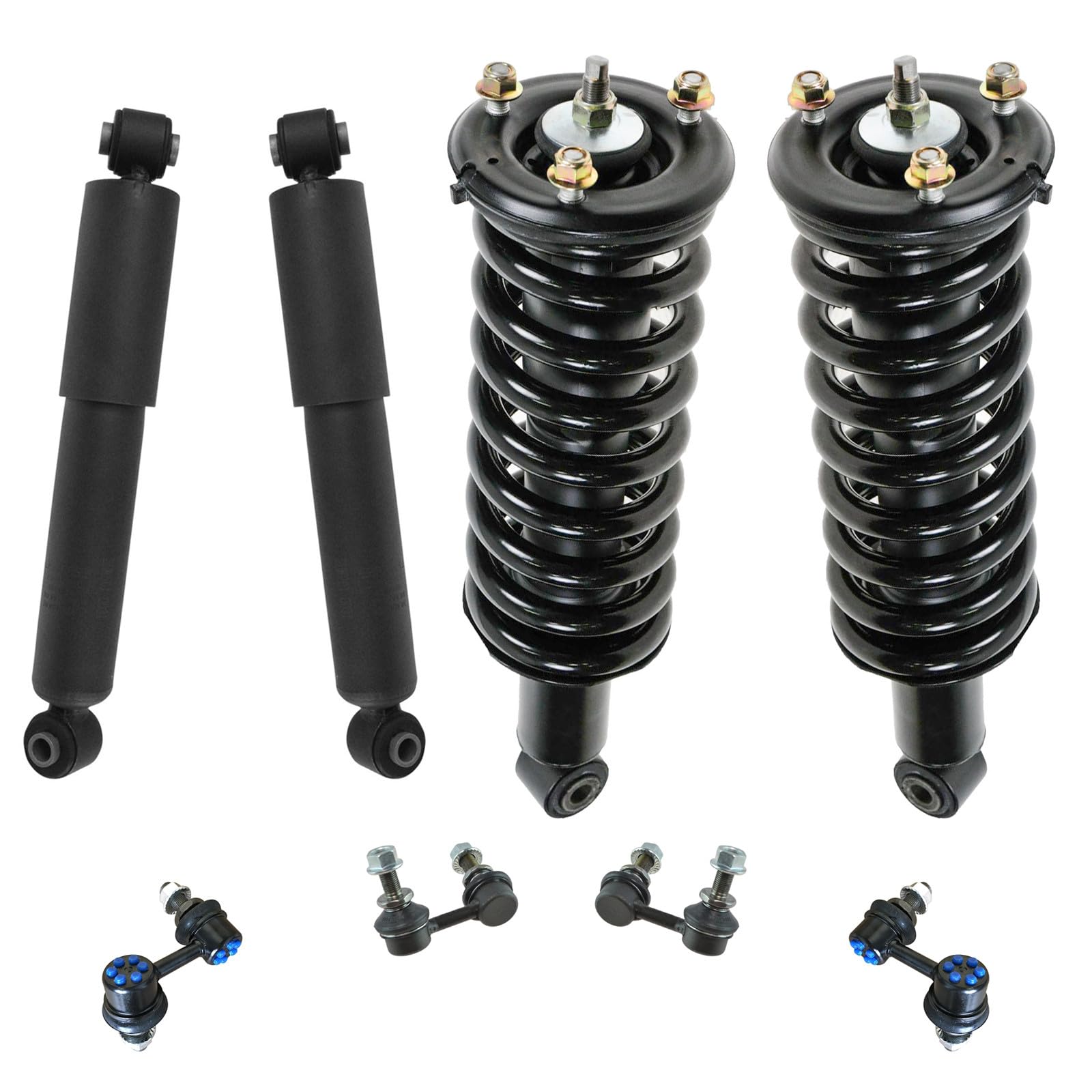 TRQ Front and Rear Suspension Kit Complete Strut & Coil Spring Assembly Shock Absorber Sway Bar Stabilizer Link Compatible with 2005-2012 Nissan