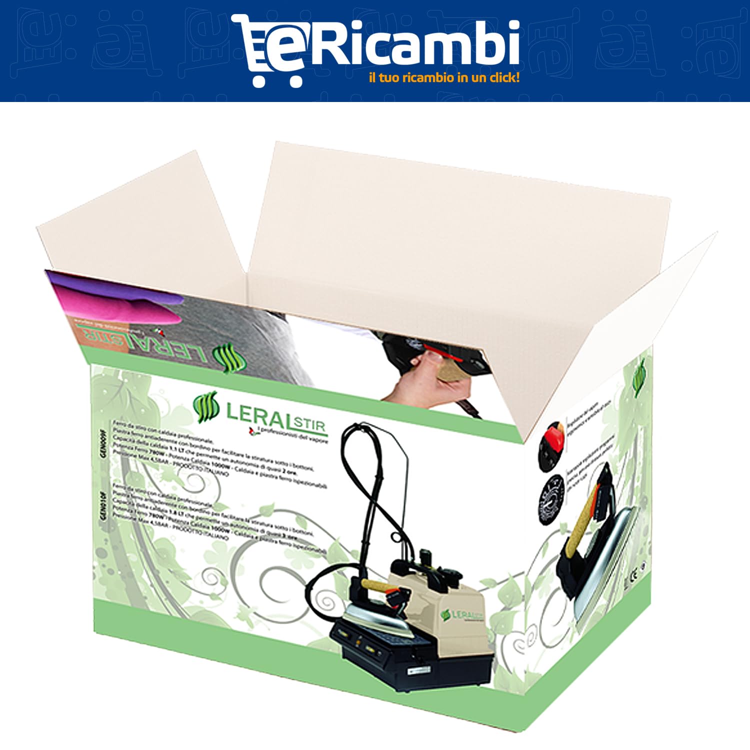 Ferro da Stiro Stirella con caldaia Professionale | Prodotto Made in Italy Leralstir produzione Stirolux | 1,1lt 2 ore di Autonomia | Regolazione Vapore su 5 Livelli