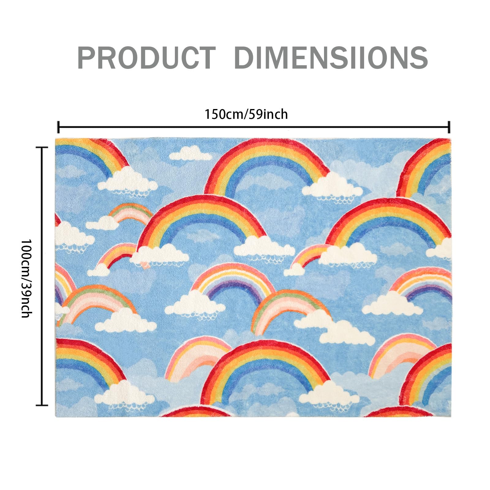 Regenbogen-Teppiche, niedlich, bunt, rutschfest, waschbar, Klassenzimmerteppich, weicher Kinderbereich für Schlafzimmer, Kinderzimmer, Wohnzimmer, Dekoration, Regenbogenwolke
