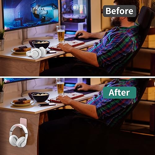 Miniatura 6 de HomeMount Soporte para auriculares, paquete de 3, color rosa