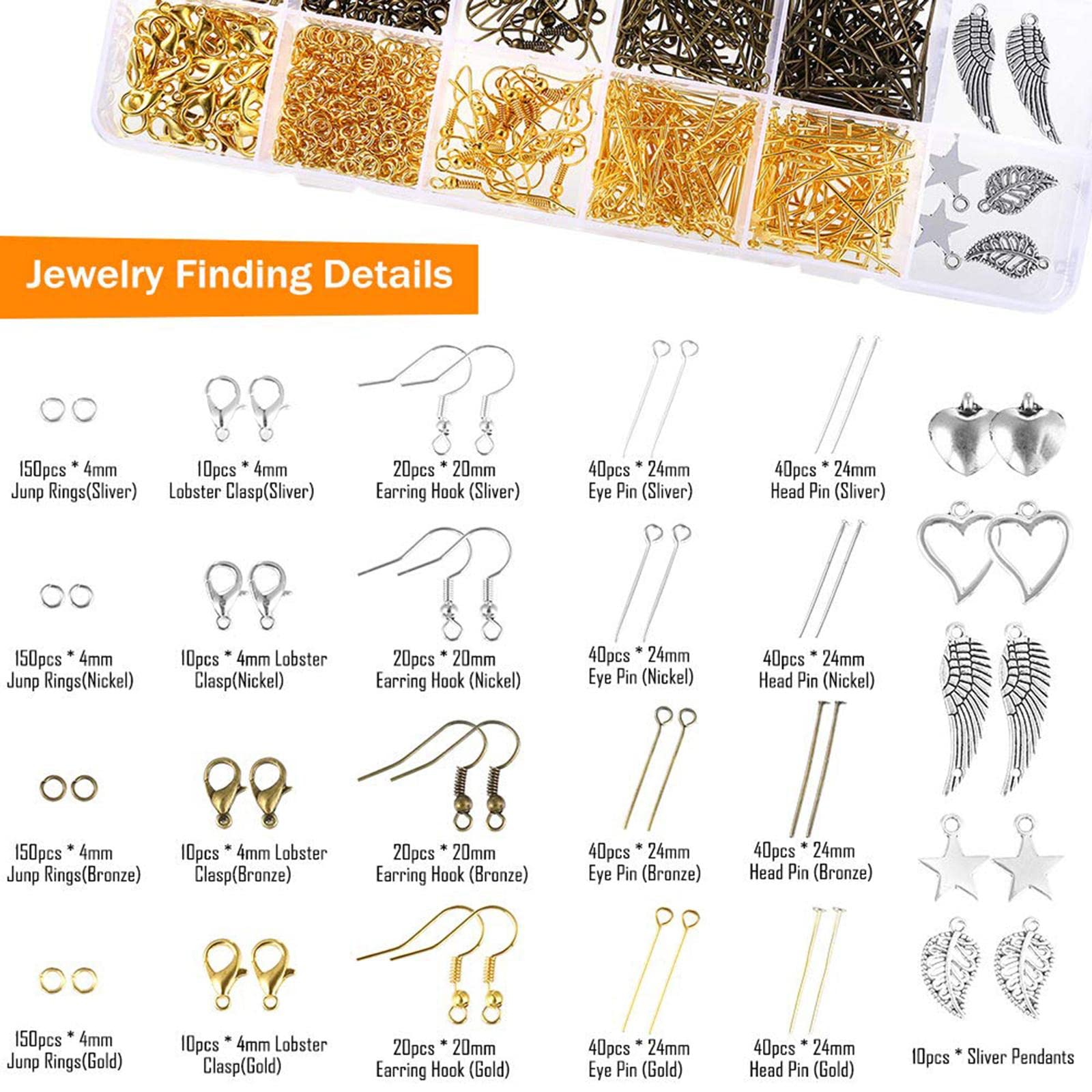 Set di Strumenti per La Creazione di Gioielli, Set di Accessori per Gioielli con Pinze per Gioielli, Strumenti per Realizzare Braccialetti, Orecchini,