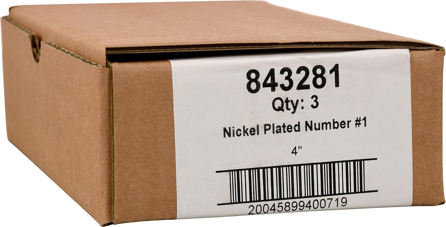 Distinctions 843281 House Number 1, Brushed Nickel Zinc Self-Adhesive Address Number, Modern Outdoor Address Sign for Front Door, Mailbox, Wall, or Plaque, 4 Inches