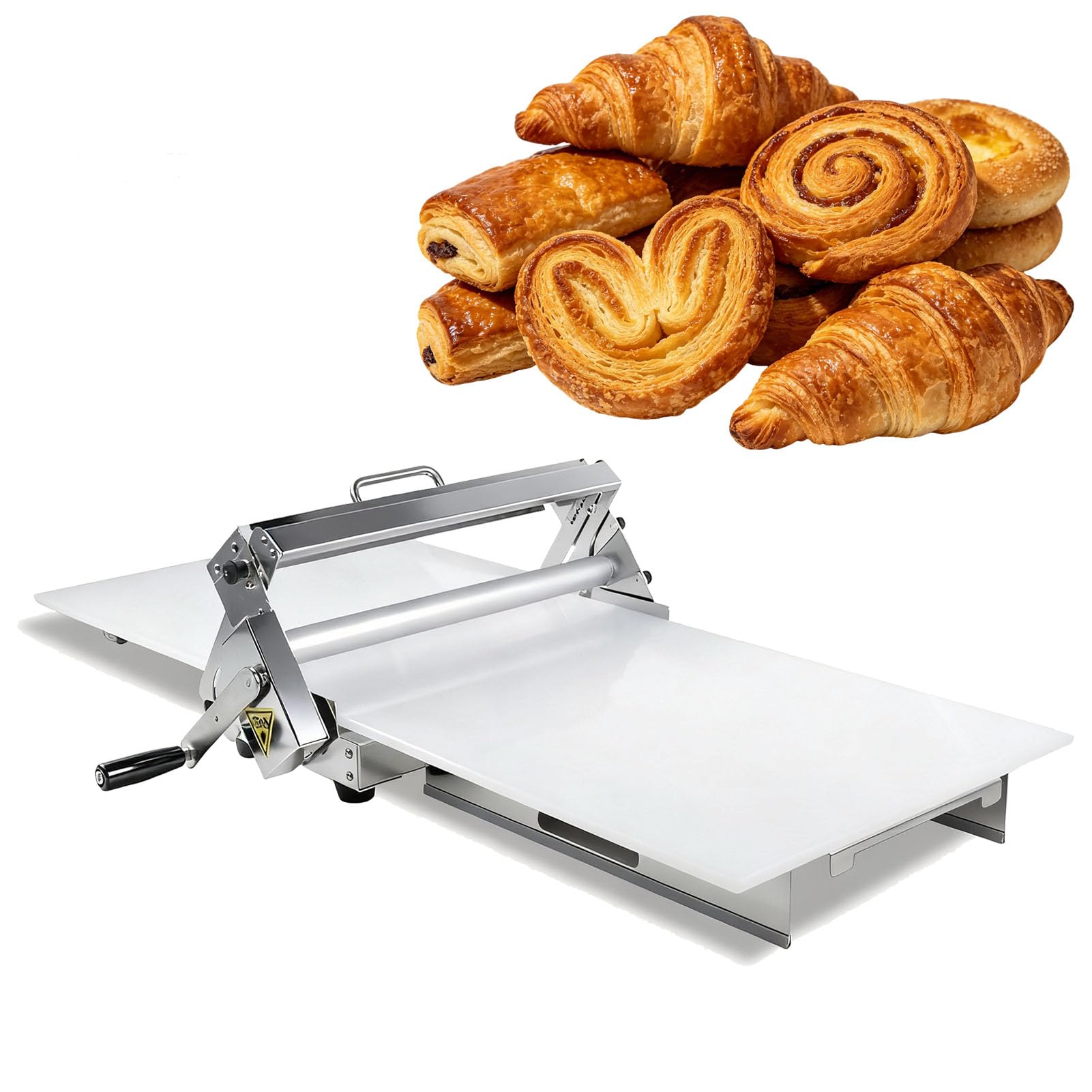 vanenferse Dough Sheeter Machine Stainless Steel Dough Roller Machine For Home And Commercial Thickness Adjustable Countertop Sheeter For Pizza Croissants Pastries Home Kitchens Small Bakeries