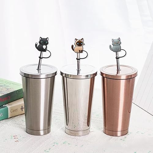 Miniatura 5 de Tapas de popote de silicona para vasos con asa, protector de tapones a prueba de polvo, reutilizables, portátiles, para popotes, accesorios para