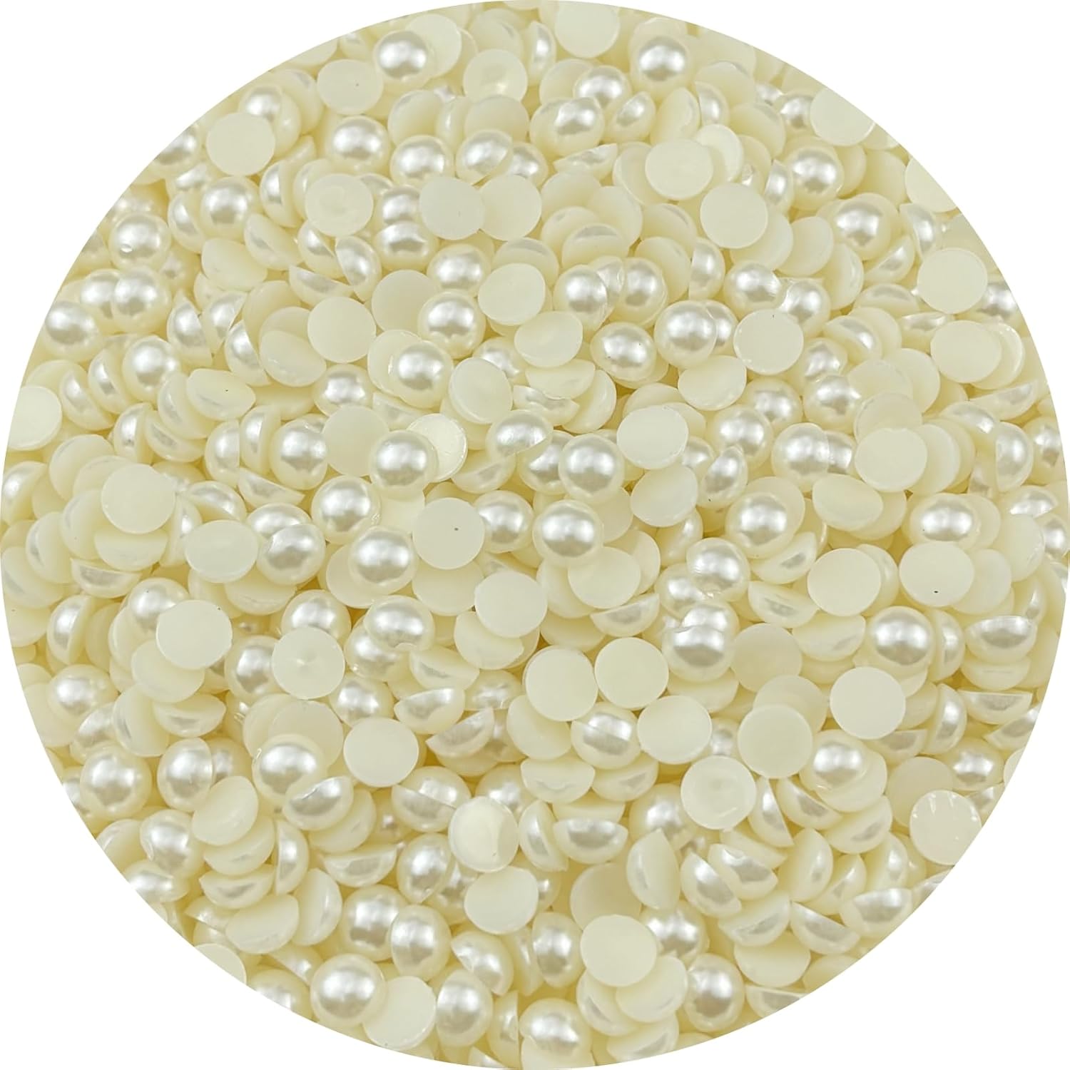 1200pcs 8mm Half Pearls for Crafts Flatback Round Half Pearl Beads for Jewelry Making Nail Art Scrapbook Craft Wedding Dress Decoration(Ivory White)