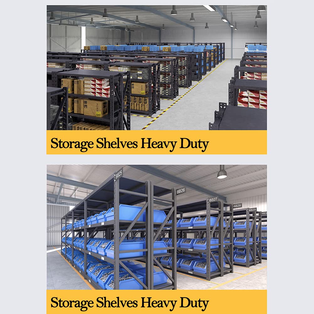 Scaffale Modulare per Carichi Pesanti, Nero, 4 Ripiani (180 kg a Ripiano) – capacità di Carico 720Kg, Scaffalatura Multifunzionale in per Garage, Cucina, Soggiorno, Casa