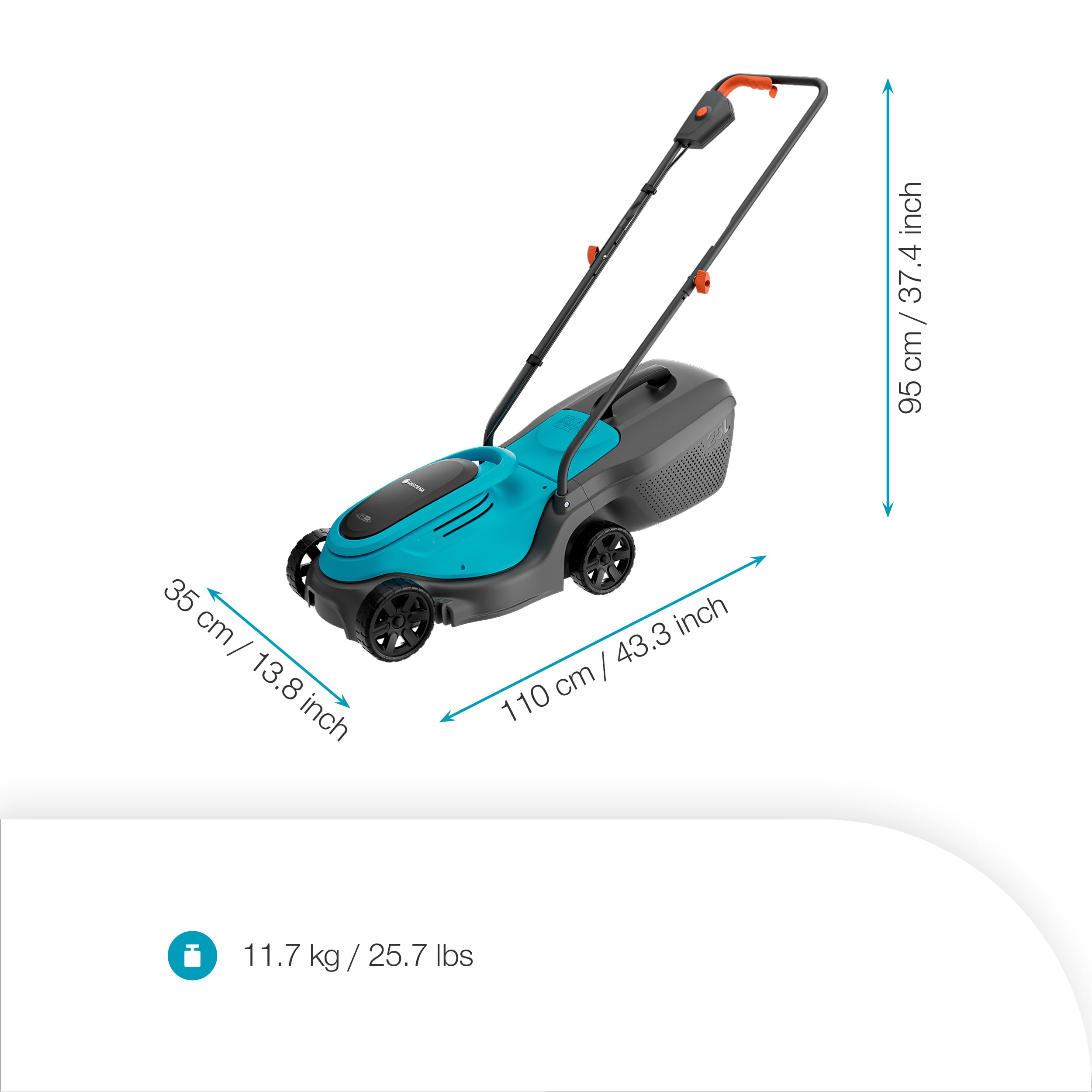 Gardena Akku-Rasenmäher EasyMax 30/18V P4A Ready-to-Use Set: Schneidmesser, Leichtgewicht, Höhenverstellung, Grasauffang, Kabellos (14629-20)