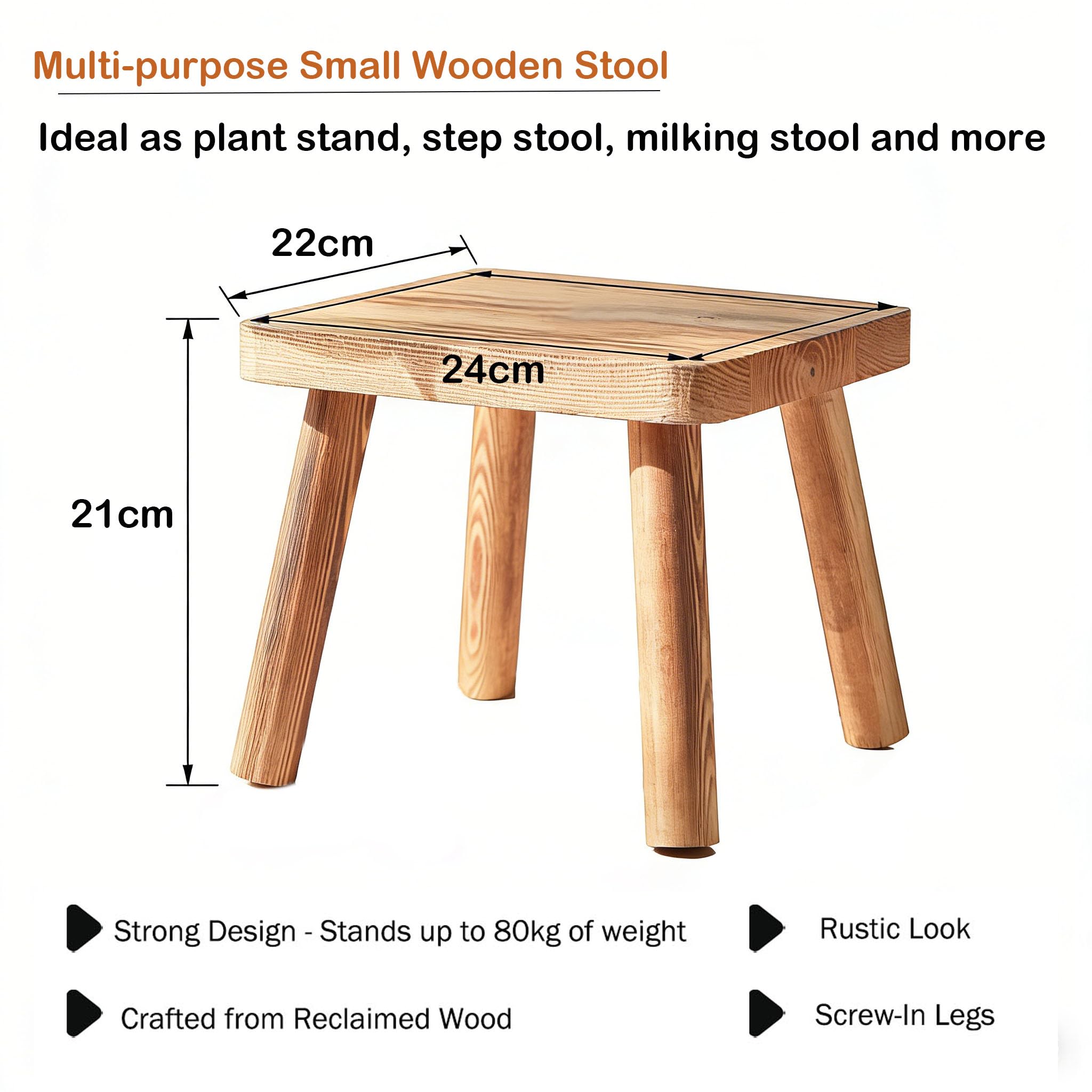 JETAINE Petit Tabouret en Bois, Mini Table d'angle, Support pour Plantes, escabeau d'intérieur pour Enfants, Repose-Pieds Portable Amovible, Petite Table d'appoint pour Plantes d'intérieur, Chambre à