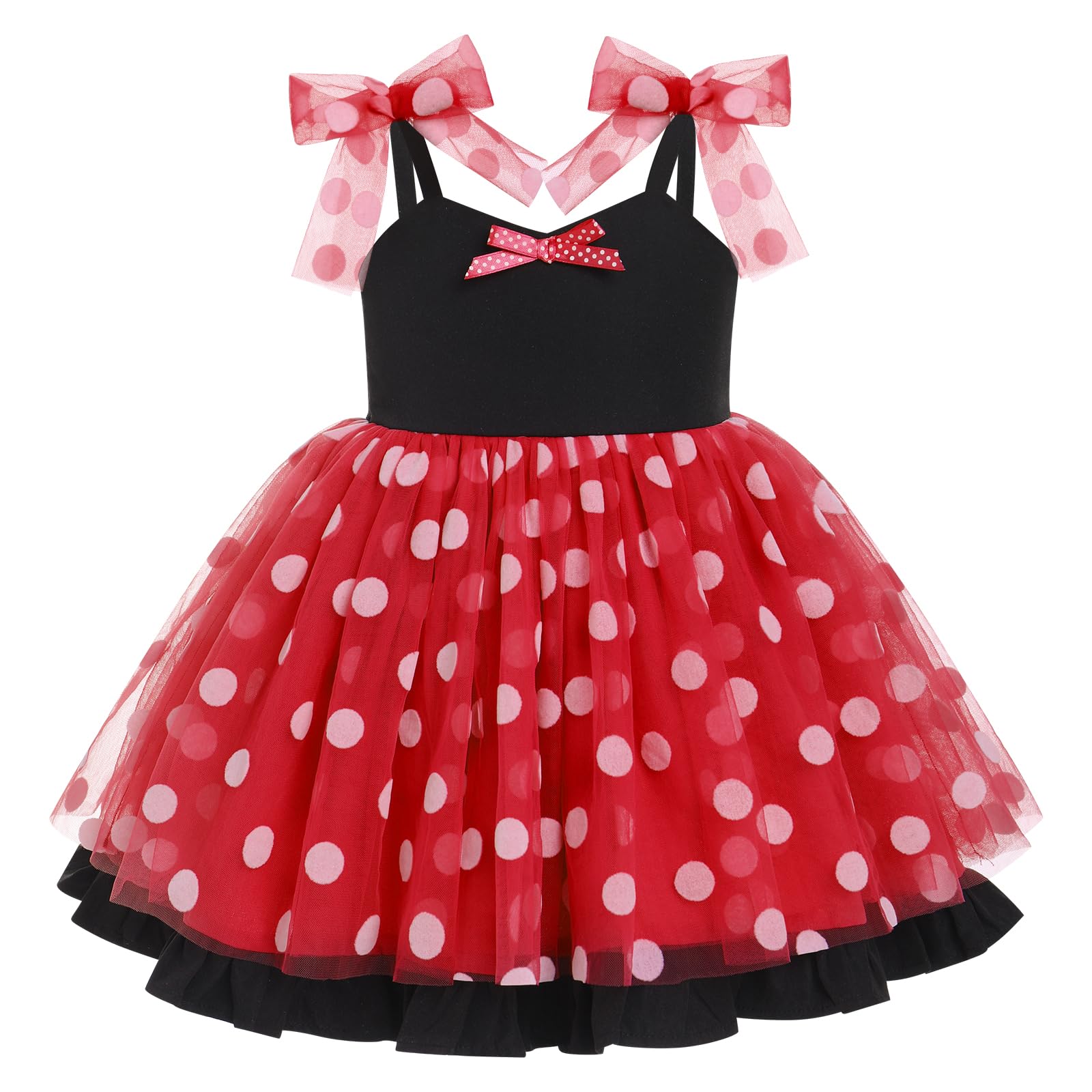 Dresses for Toddler Girls: Summer Dresses for Baby Kids Floral Sequin Polka Dots Dress Boho Ruffle Sleeve Summer Dresses for Kids Princess Pageant Wedding Dance Gowns Black & Mini Dots 18-24 Months