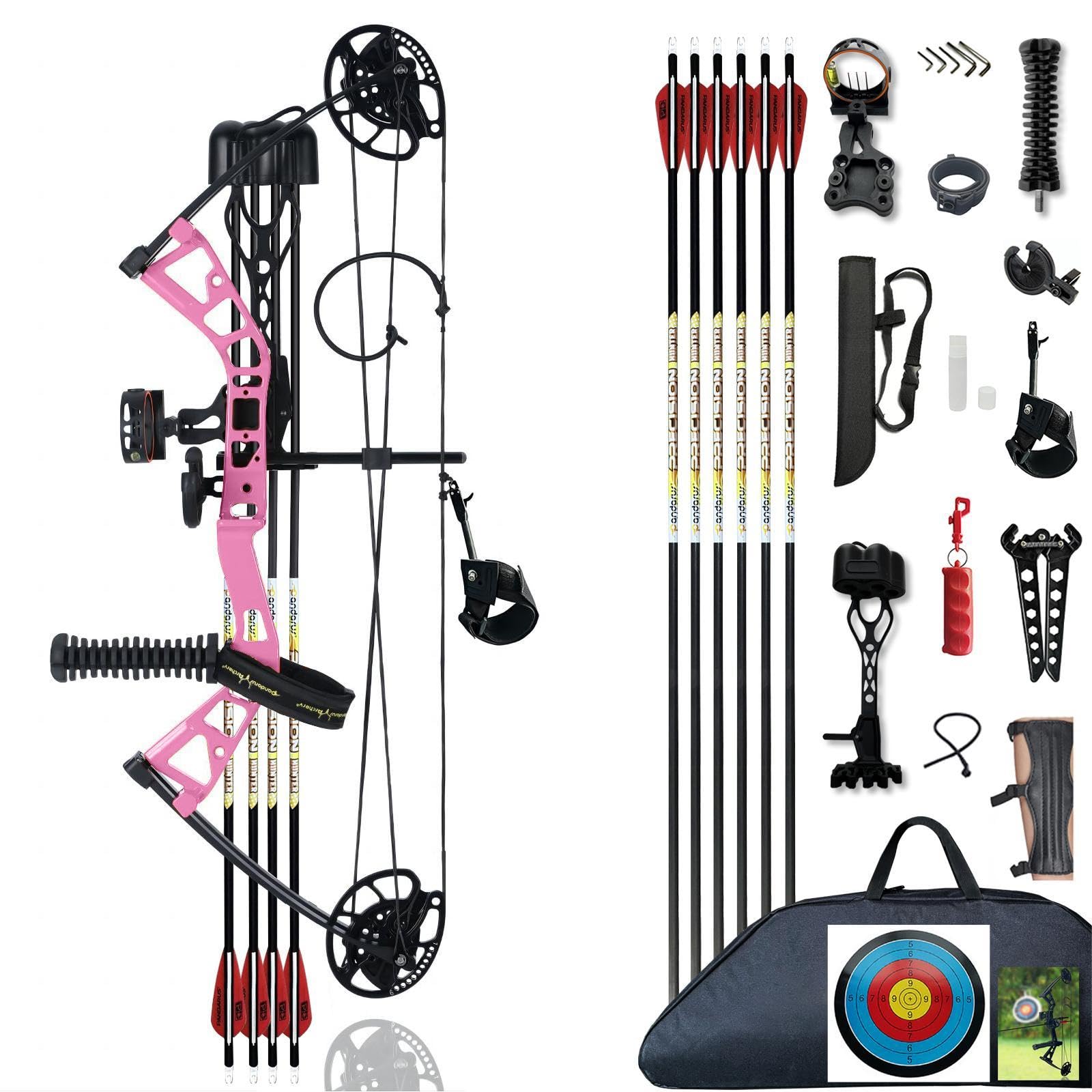 Compound Bow Set 10-40lbs for Pull Child Right Hand Lightweight Design Bow Adjustable 16"~28" Draw Length IBO 290fps New 2024 Professional Set for Youth&Kids