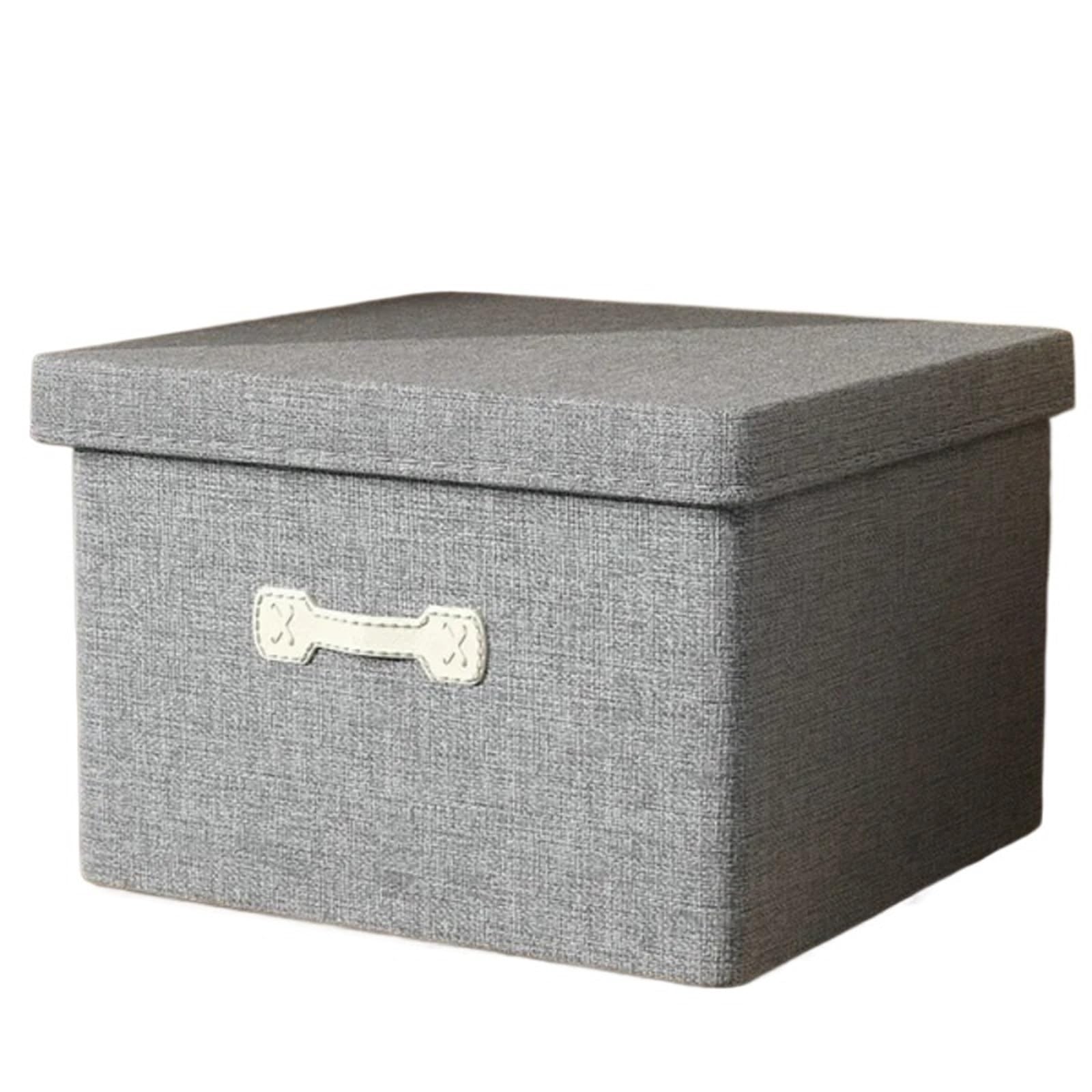 CGUOHU Linen Folding Storage Box With Lid Closet Drawer Clothes Sundries Quilts Organizer Laundry Basket For Wardrobe Storage(Grey,30L(40 30 25cm))