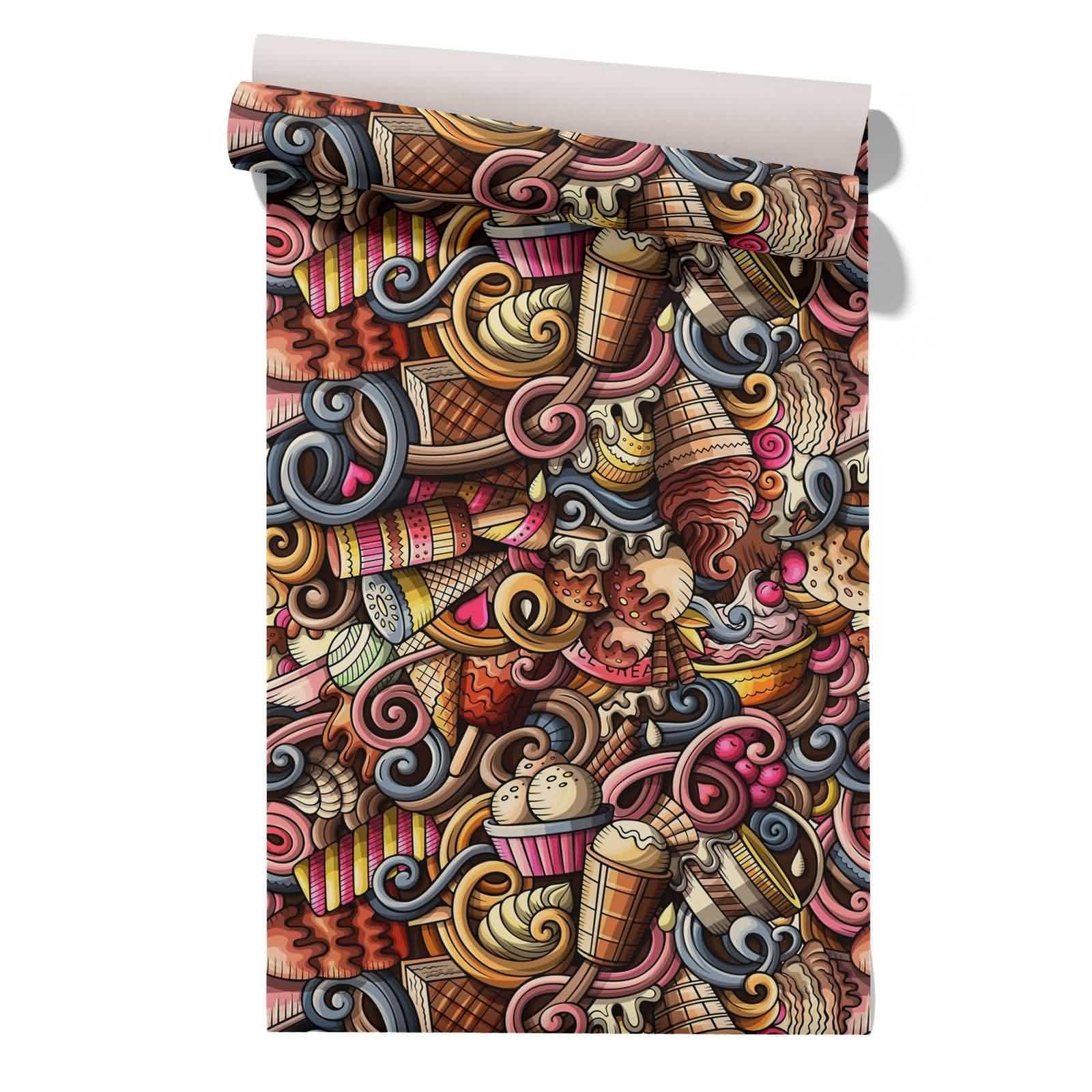 CEVAN Natural Wallpaper for Living Room Anti Non Slip Drawer Mat Shelf Liner Cabinet Storage Pad Kitchen Graffiti Art Personalized Hip-Hop 45x300cm