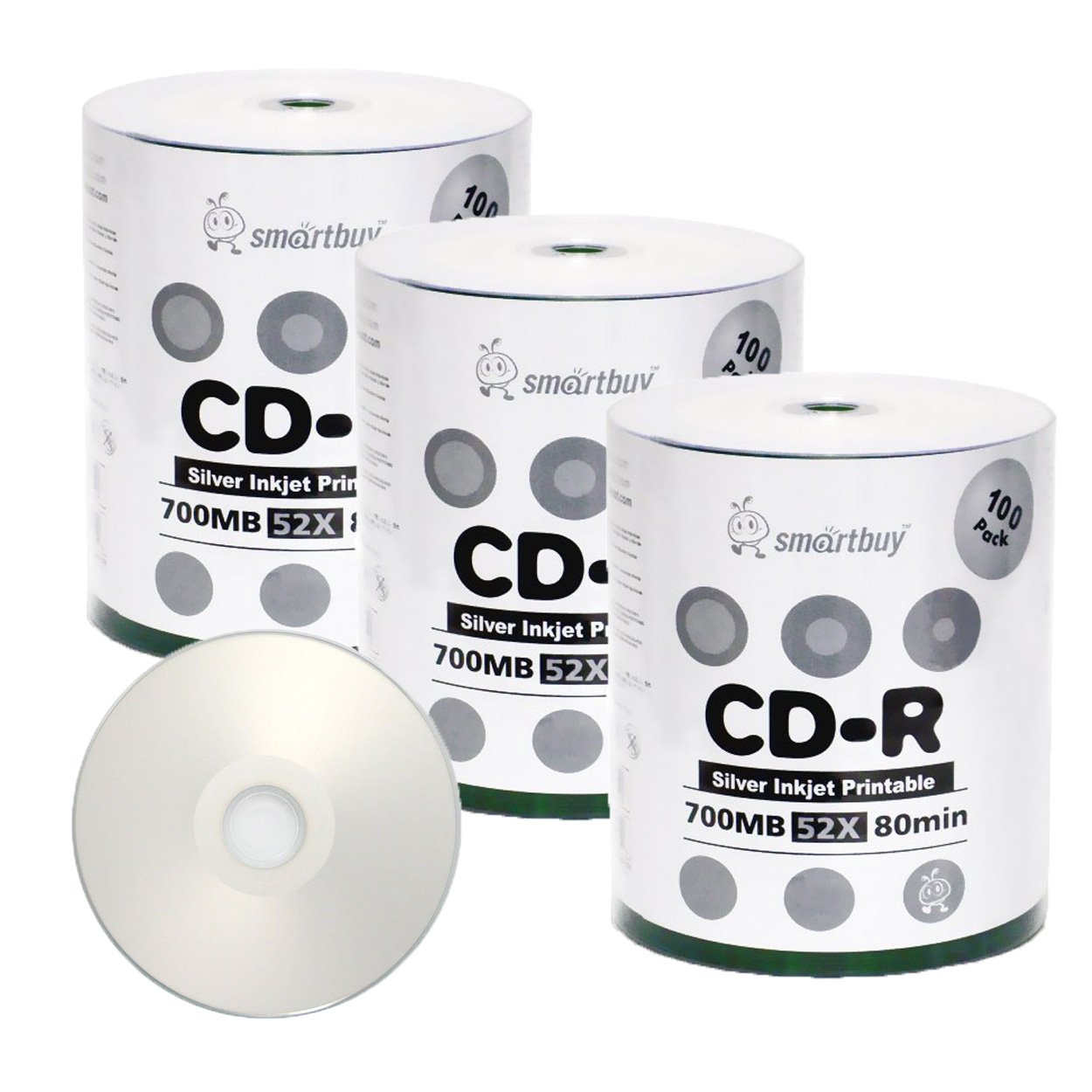 Smartbuy 700mb/80min 52x Cd R Silver Inkjet Hub Printable Blank Recordable Media Disc (300 Disc)-picture-25