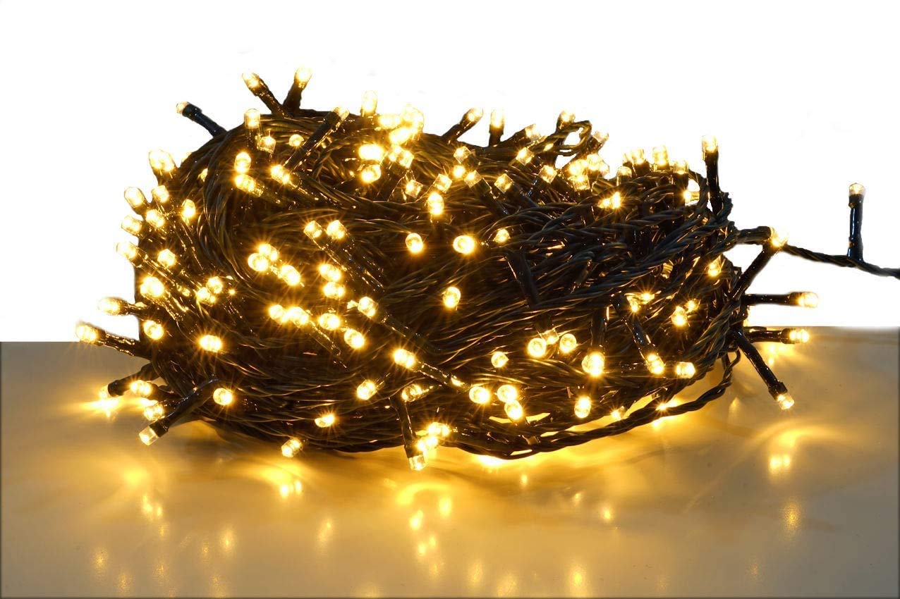 YUENFONG Łańcuch świetlny zewnętrzny 80 m, 800 diod LED, ciepła biel, 8 trybów świecenia, z wtyczką, dekoracja zewnętrzna IP44, na Boże Narodzenie, wesele, bankiet, 80 m, 800 LED