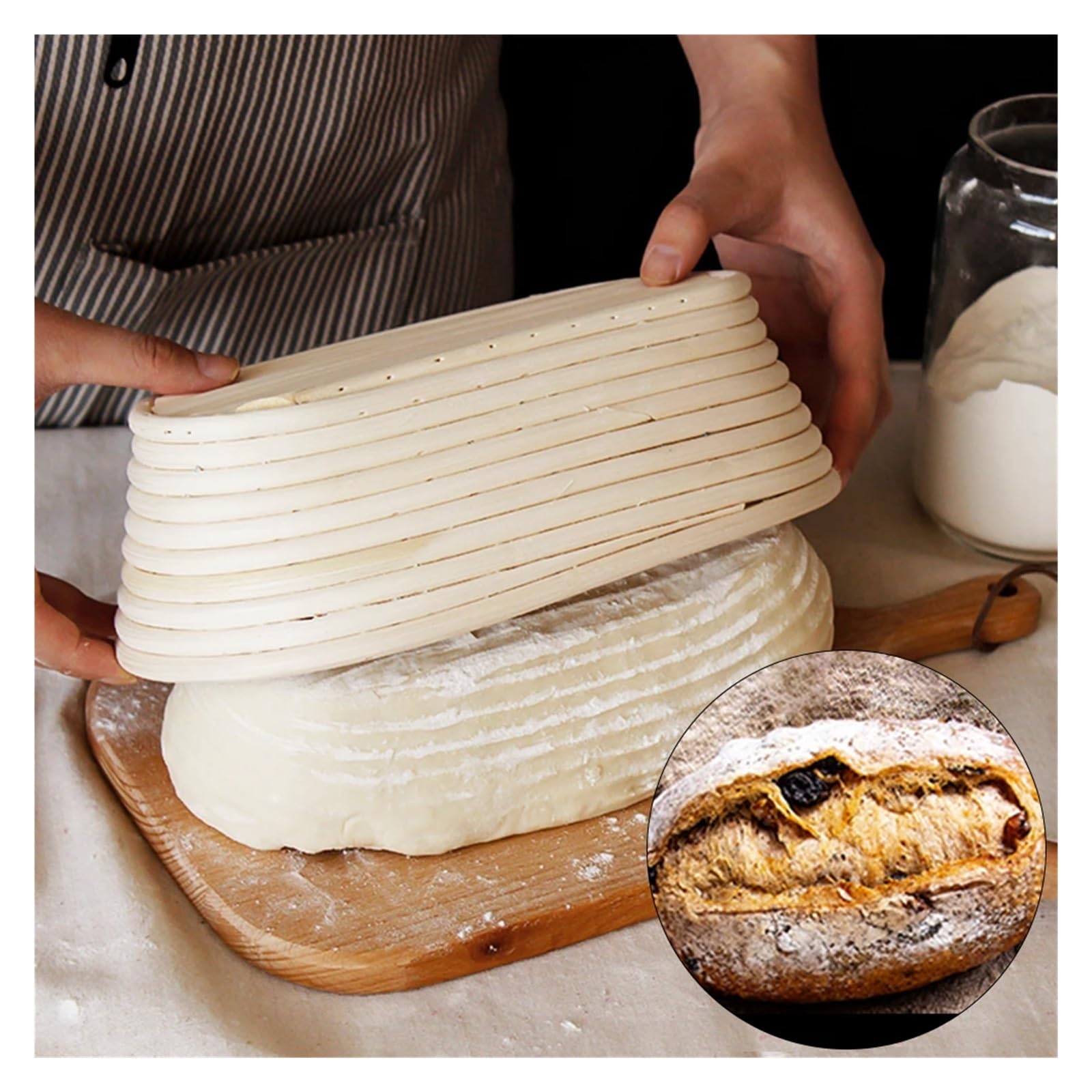 Ovaler Gärkorb aus Rattan for Sauerteigbrot, Backutensilien(B(45cm))