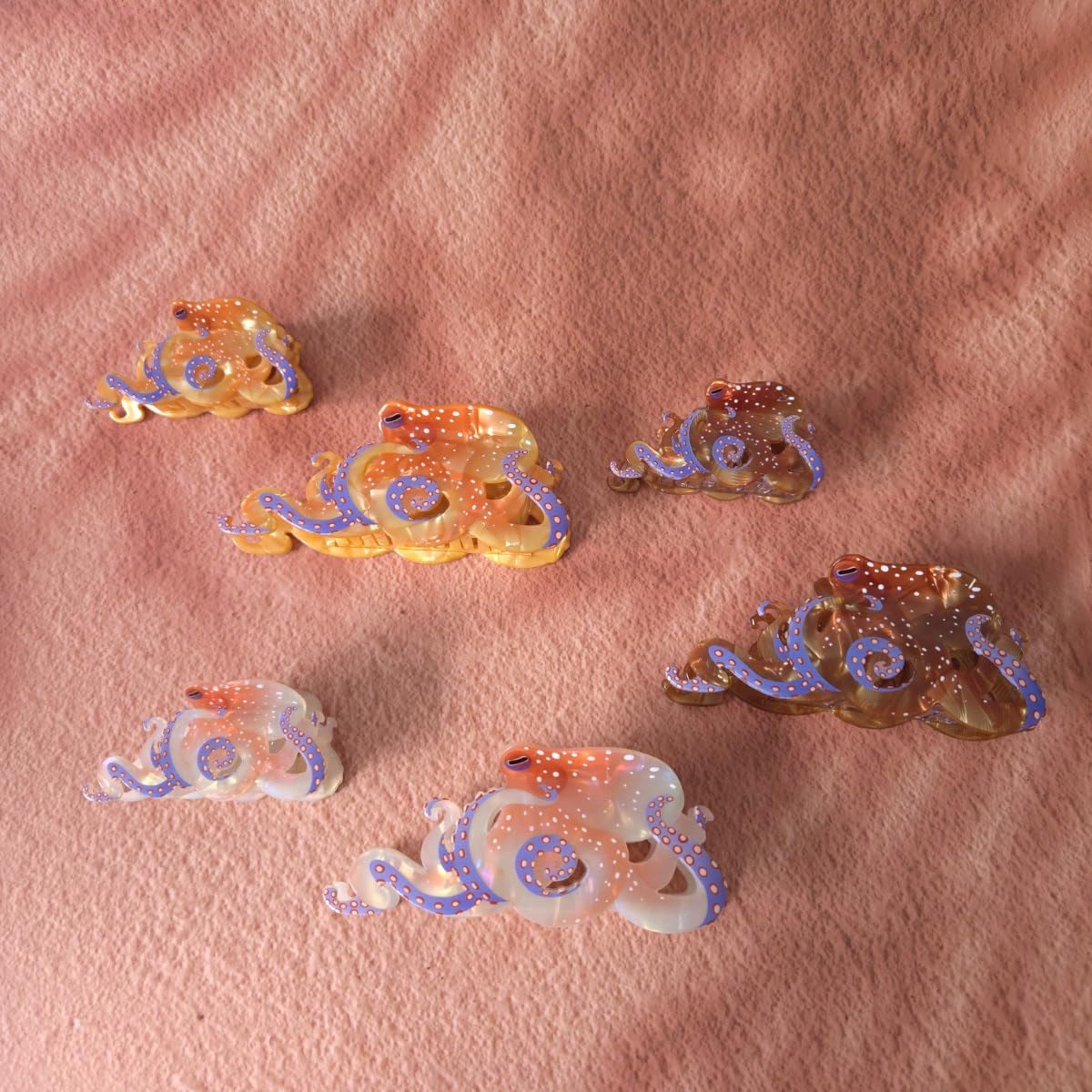 Funny Small Octopus Hair Clips,Novelty Acetate Ocotopus Claw Clip,Small Claw Clip for Women,Orange - Image 7