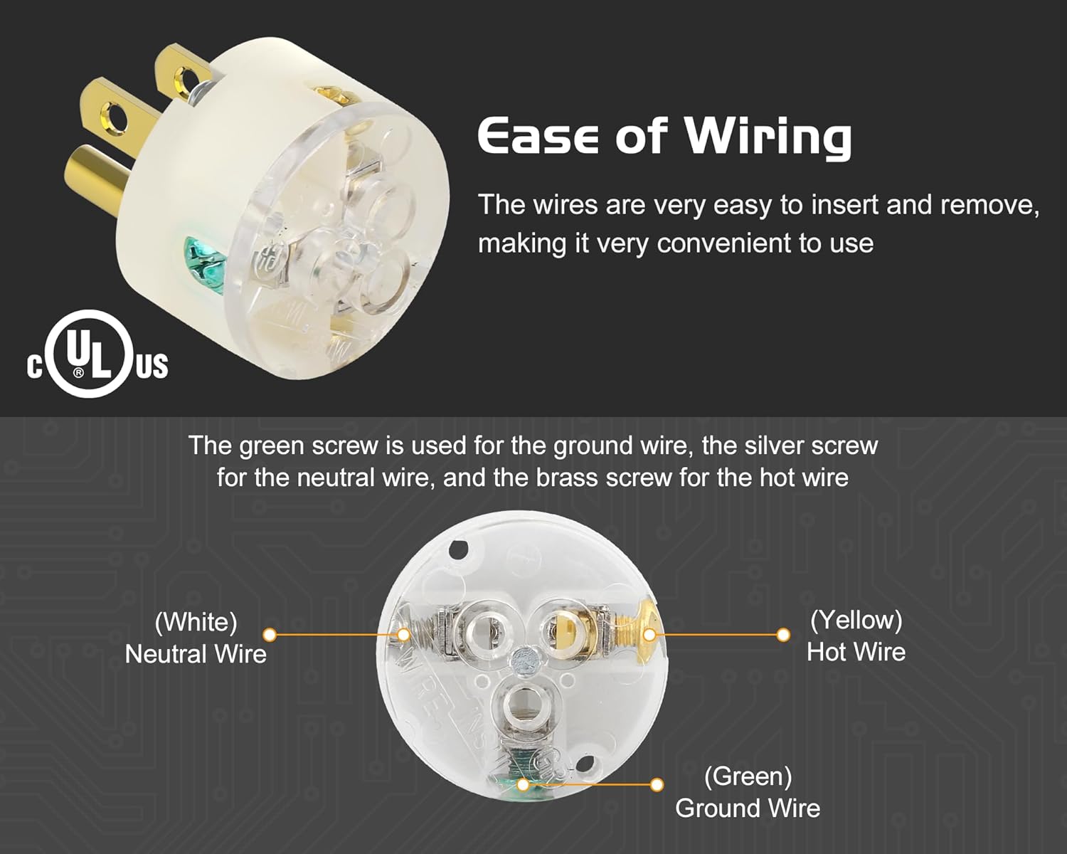 NEMA 5-15 Extension Cord Repair Ends Male & Female Drop Cord Replacement Plugs & Receptacles 15 Amp 110 120 125 Volt 2 Pole 3 Wire Grounding Commercial Grade UL Listed