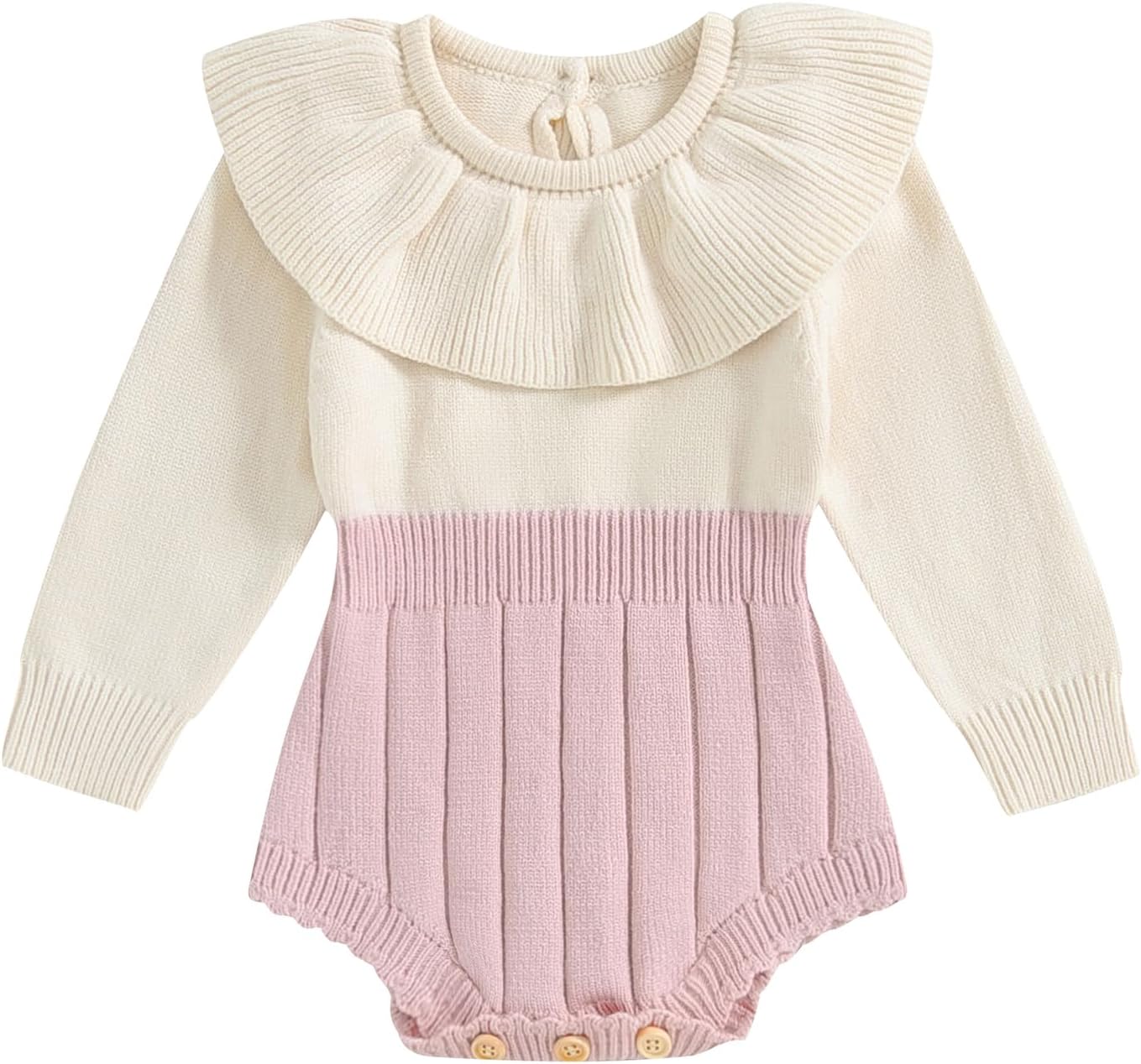 Newborn Baby Girl Knitted Romper Sweater Doll Collar Long Sleeve Knit Jumpsuit Bodysuit Infant Fall Winter Clothes