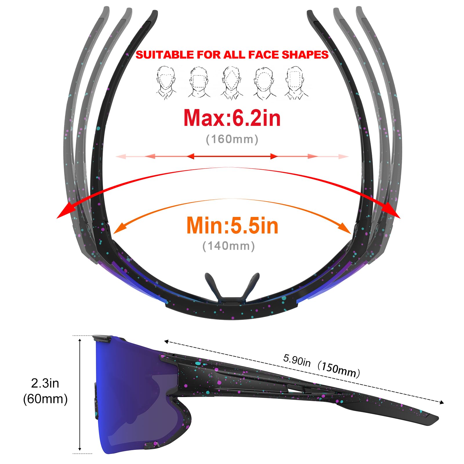 Occhiali da sole sportivi polarizzati uomo donna corsa pesca baseball ciclismo MTB UV400