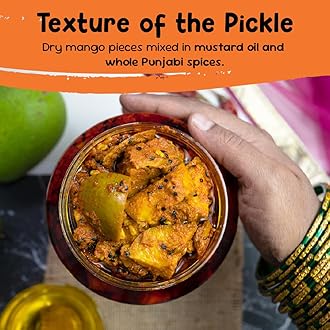 Farm Didi Punjabi Mango Pickle 1Kg In Fresh | Homemade Sour & Slightly Spicy Dry Aam Ka Achaar | North Indian Punjabi Style Pickle | Made With Less Oil | No Chemical Preservatives