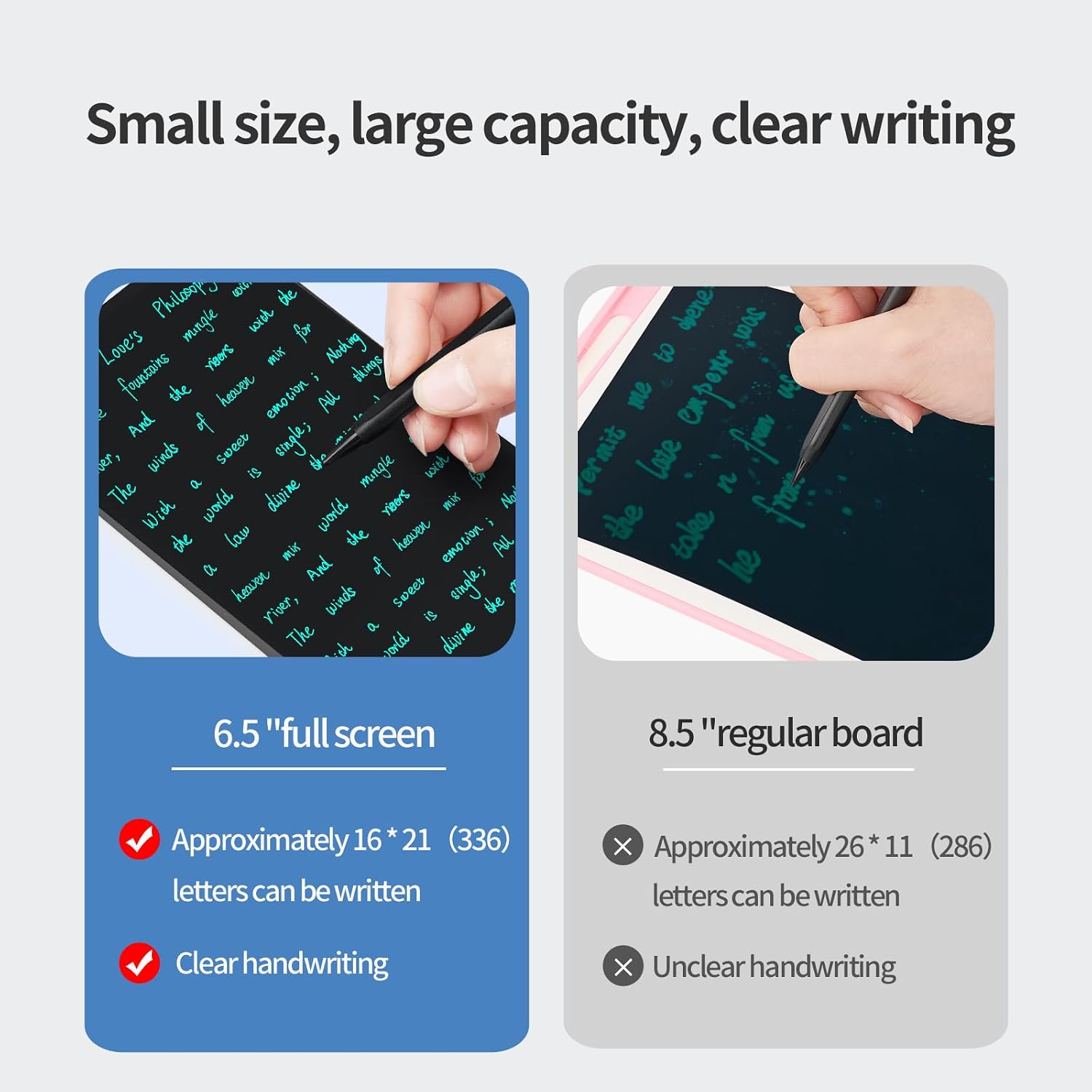 LCD Writing Tablet,6.5" for Kids & Adults, Never Lose Pen with Hanging Design, Magnetic One-Tap Clear Screen, Ultra-Thin Border for Study Notes, Office Memos & Shopping Lists
