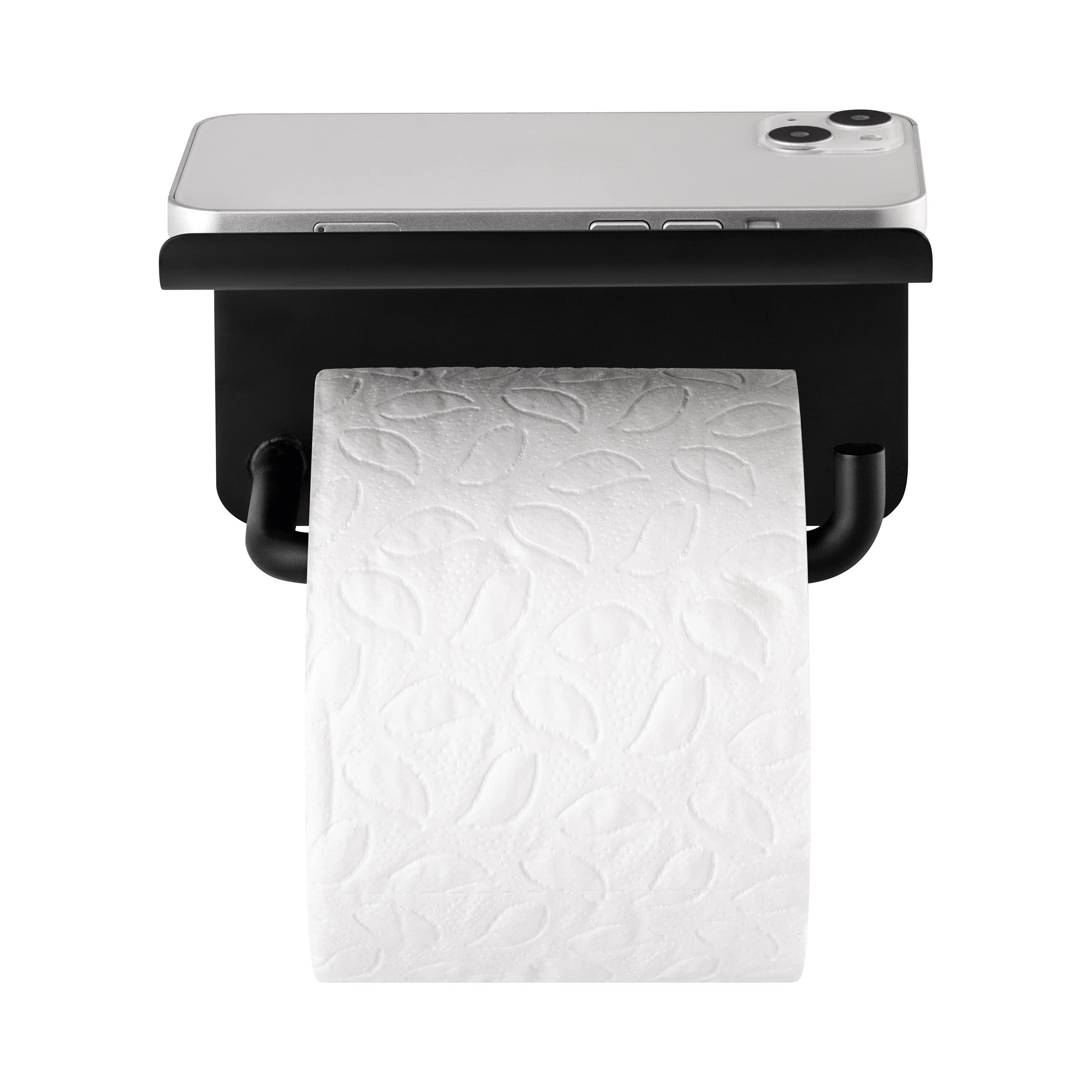 blomus WC-Rollenhalter MODO | mit Ablage | Farbe Black | titanbeschichteter Edelstahl | Badaccessoire
