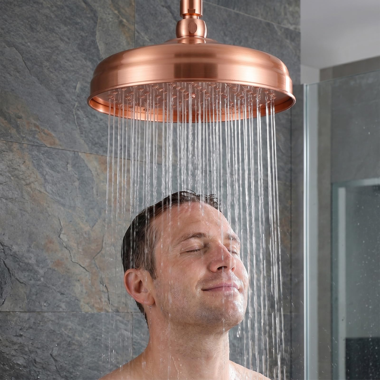 UKCOCO Cabezal Ducha Exterior de Cobre Boquilla de Baño de Cobre y Rociador de Ducha de Baño, Instalación Simple y Diseño Moderno para Uso en Washroom