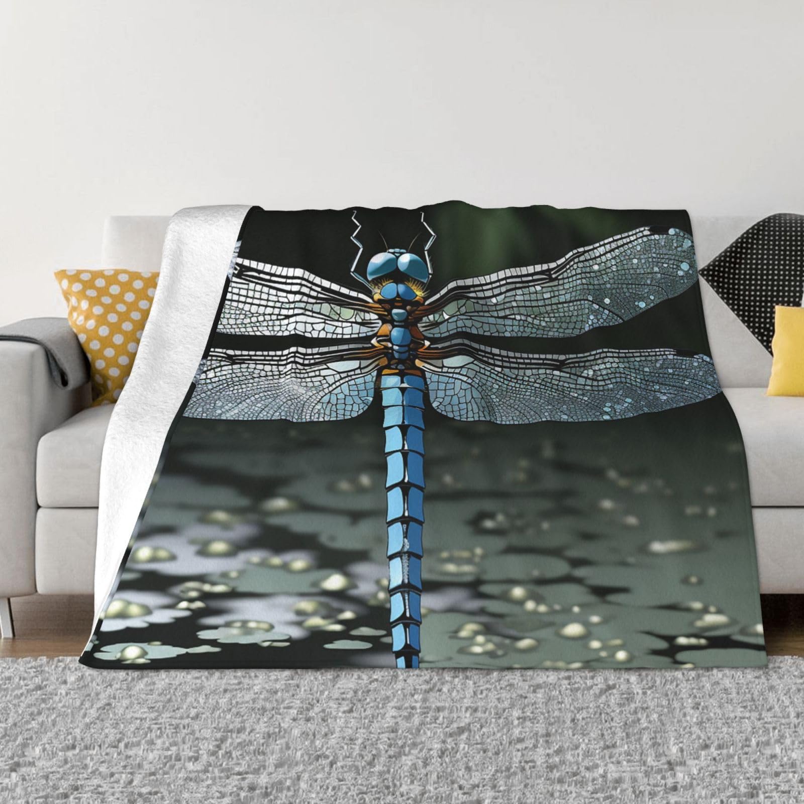 Dragonfly ciepły koc podróżny koc na sofę lekki fotel dla dorosłych 150 x 200 cm