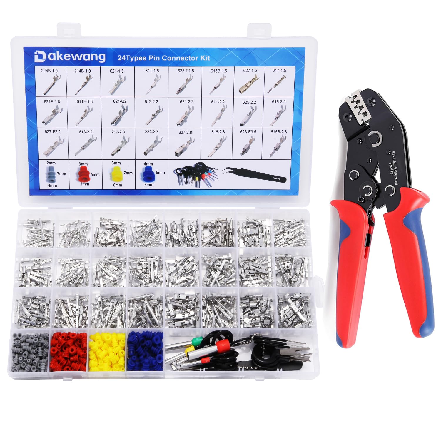 24types 900pcs Automotive Pin Connectors Kit 1 1 5 1 8 2 2 2 3 2 8 3