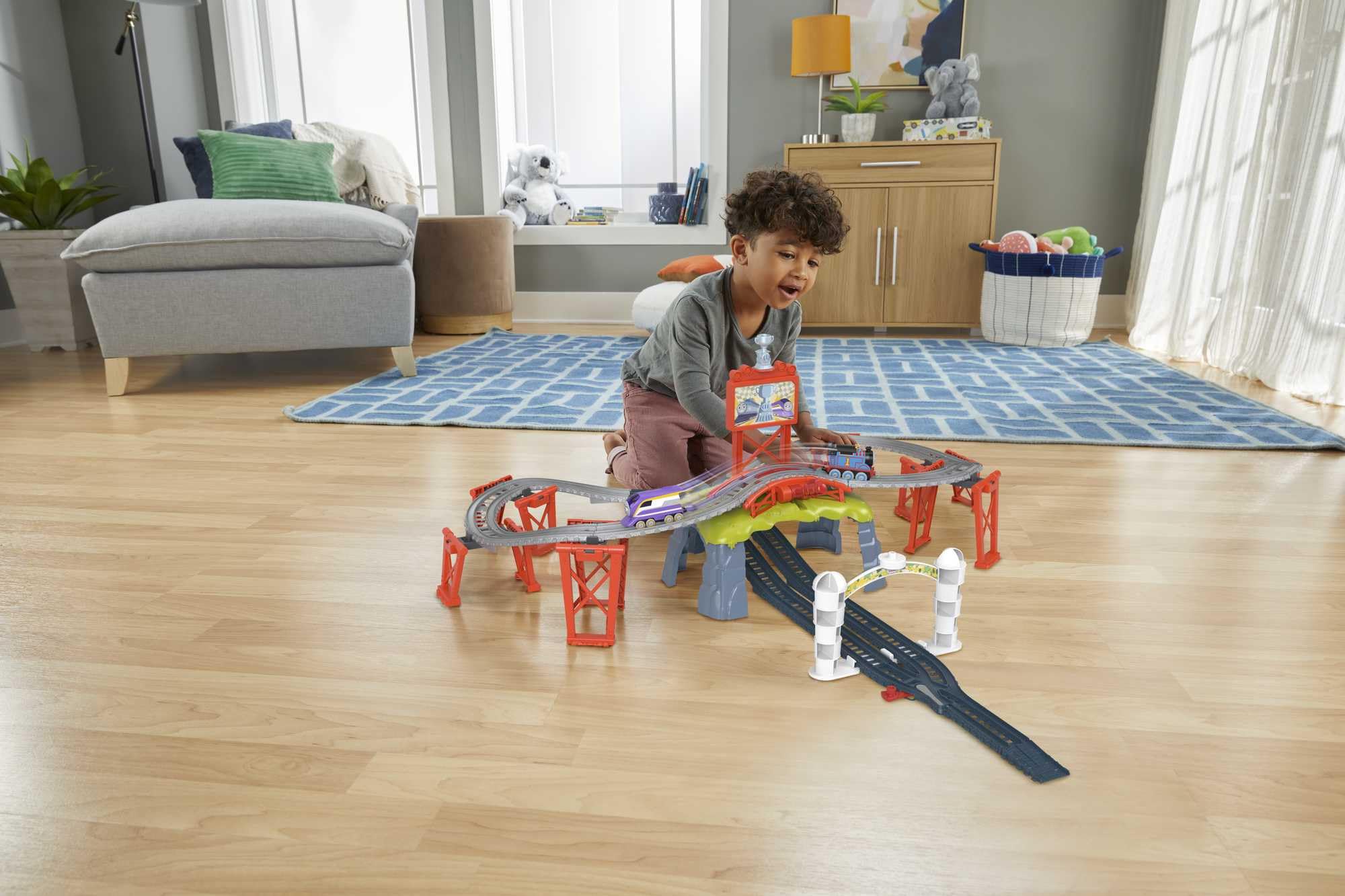 Thomas y sus amigos Carrera Copa de Sodor Pistas para coches de juguete con trenes y accesorios (Mattel HFW03)