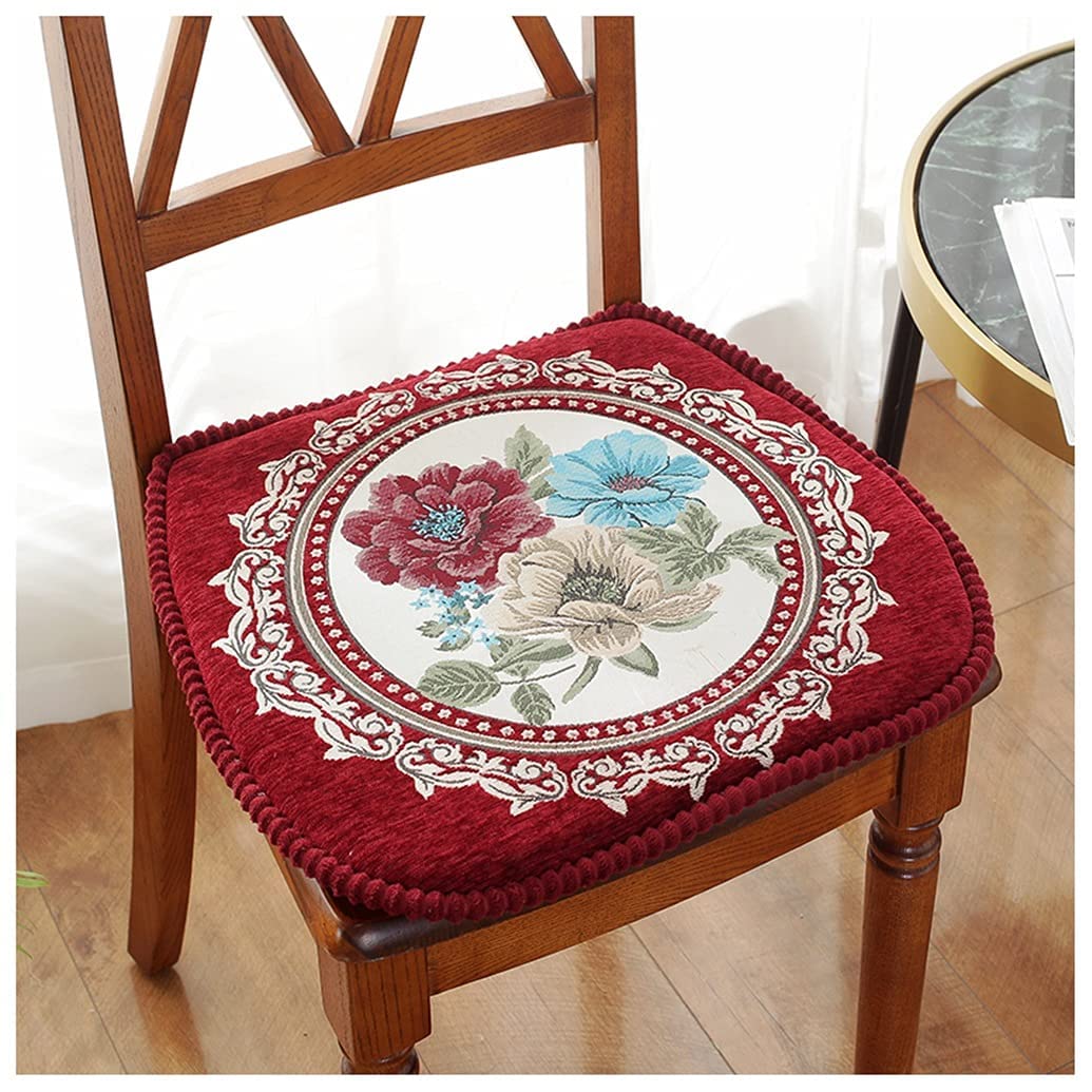 Coussin de siège pour salle à manger lot de 2 motifs fleurs élégance vin rouge intérieur