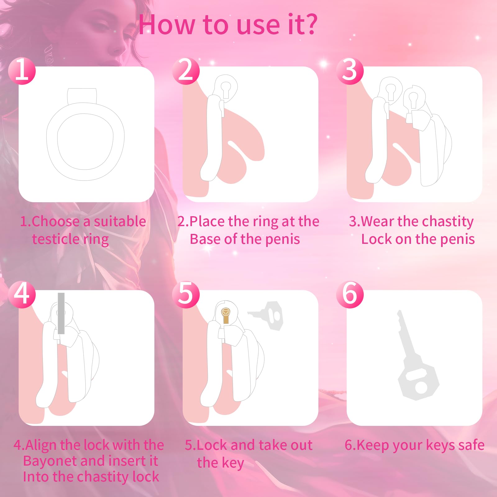 Male Chastity Cage Lightweight Cock Cage ABS+Resin Chastity Device Adult Sex Toys with 4 Different Sizes Rings,Chastity Belt & Invisible Lock for Men Sissy Penis Exercise and Abstinence (）: White