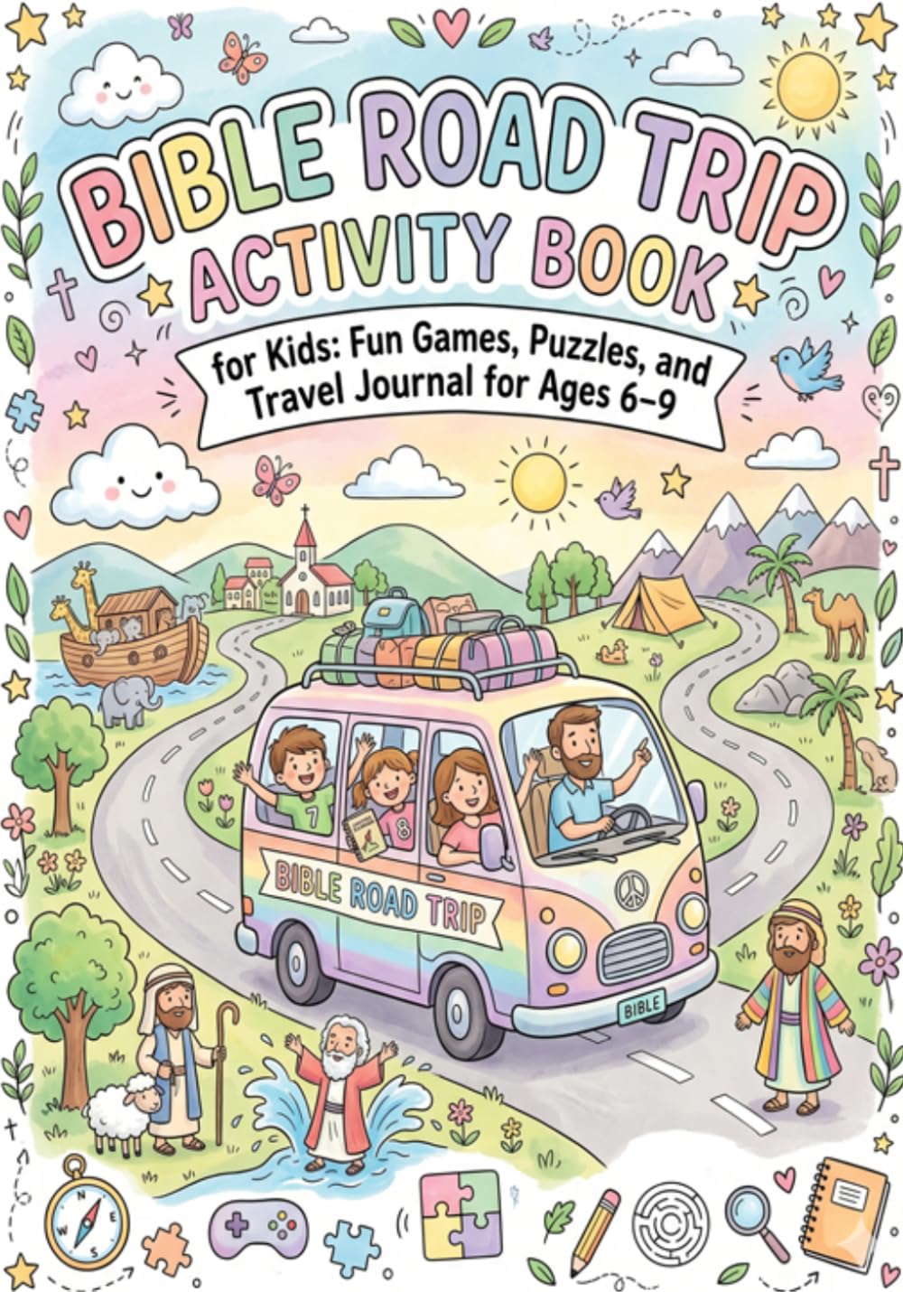 Bible Road Trip Activity Book for Kids: Fun Games, Puzzles, and Travel Journal for Ages 6–9