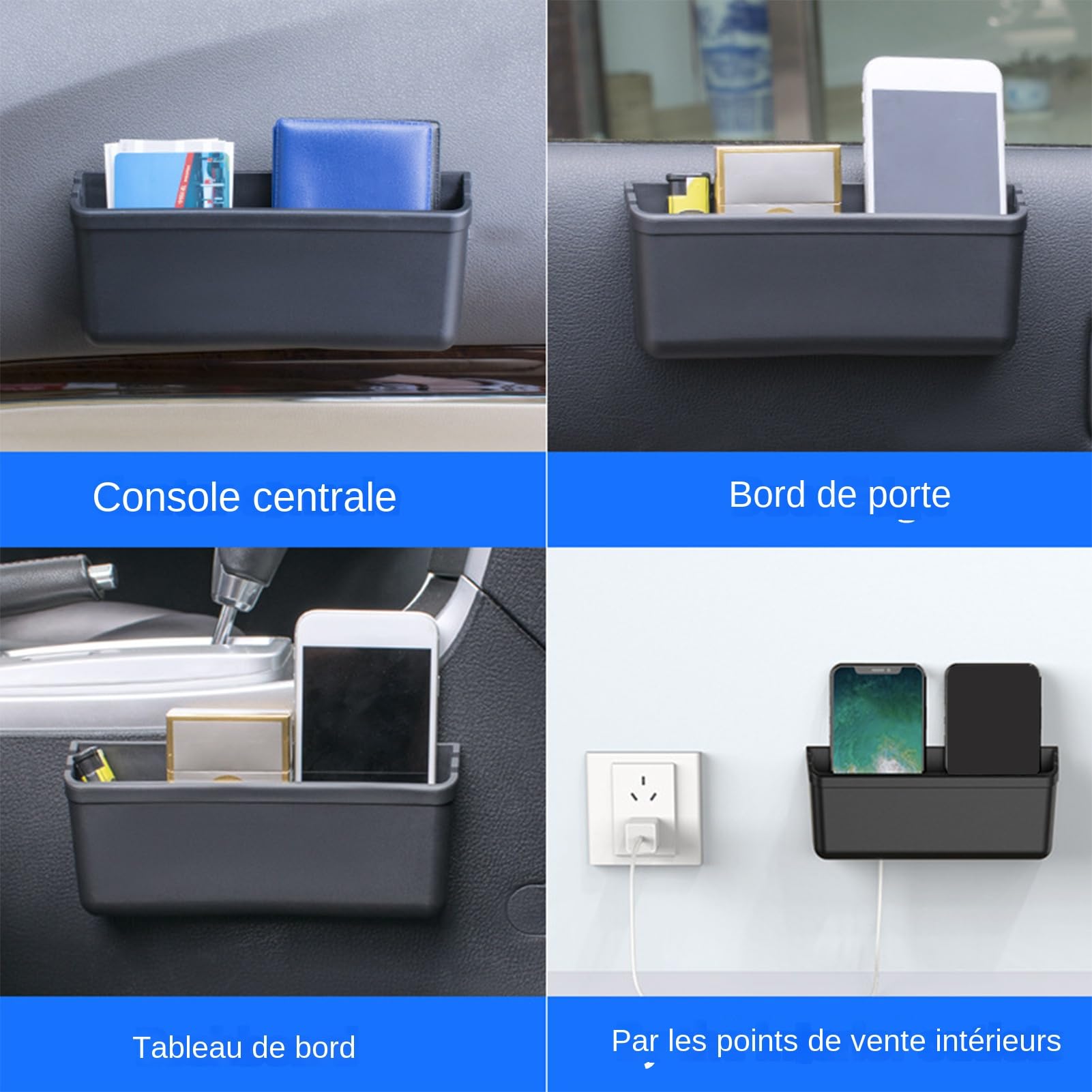 de almacenamiento lateral para puerta de coche - Organizador automático adhesivo, soporte compacto para monedas y objetos pequeños, diseño fácil de montar, interior resistente | Access