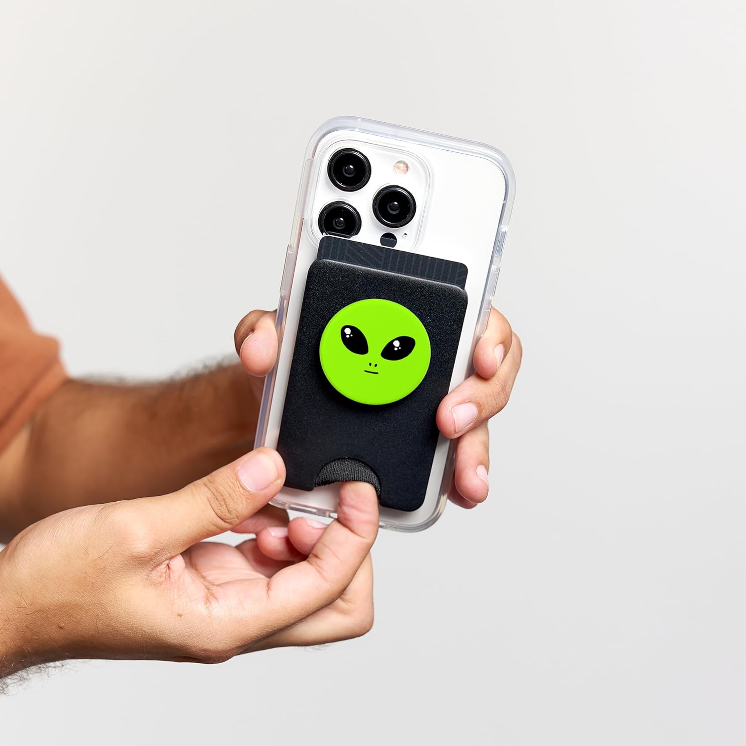 Green Alien Face (Head) - Lime Neon Green PopSockets PopWallet for MagSafe