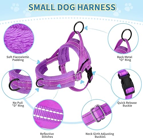 Miniatura 2 de Lukovee No Pull Dog Harness and Leash Set, Soft Padded Small Dog Harness, Neck & Chest Adjustable Reflective Vest Puppy Harness with 4ft Lightweight