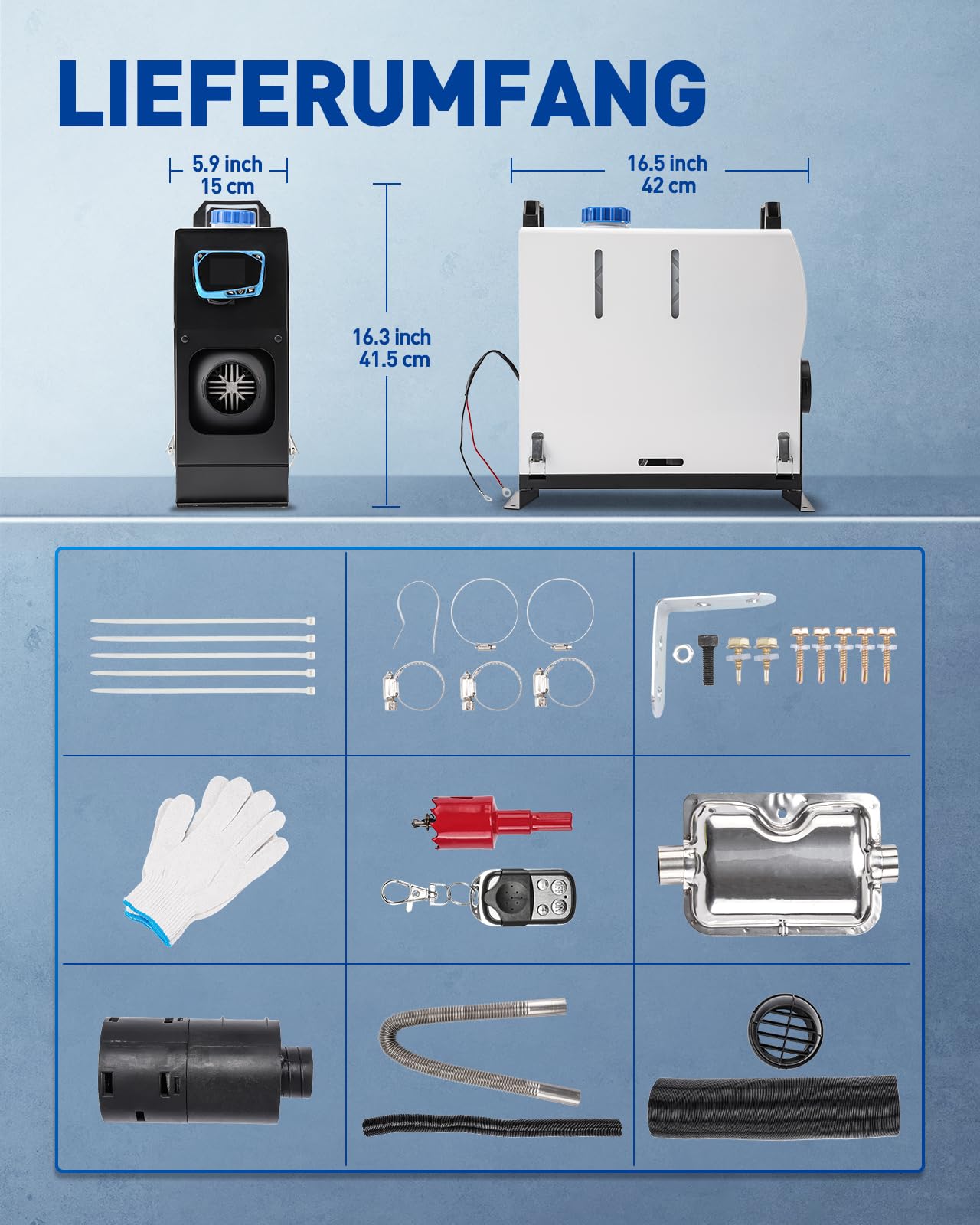 12V 5KW Nagrzewnica Diesla do namiotu, samochodu, kampera, ciężarówki, przyczepy kempingowej, białego kampera Nagrzewnica powietrza Diesla Wszystko w jednym pojedynczym otworze