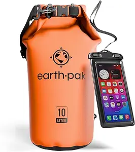 Earth Pak Waterproof Dry Bag - Roll Top Waterproof Backpack Sack Keeps Gear Dry for Kayak with Waterproof Phone Case