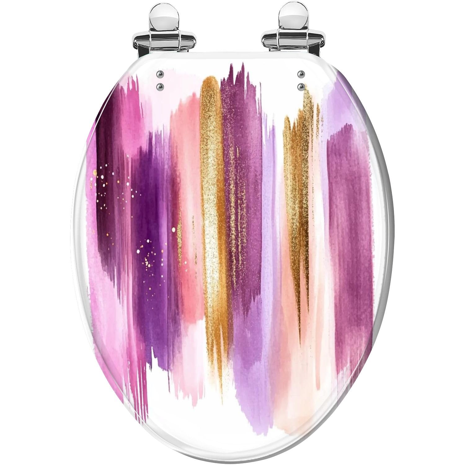 Tazyyzuu Multi8 Pink Marble Rose Gold Elongated Toilet Seat Slow Close Quick-Release Hinges(,19.5X14.5)