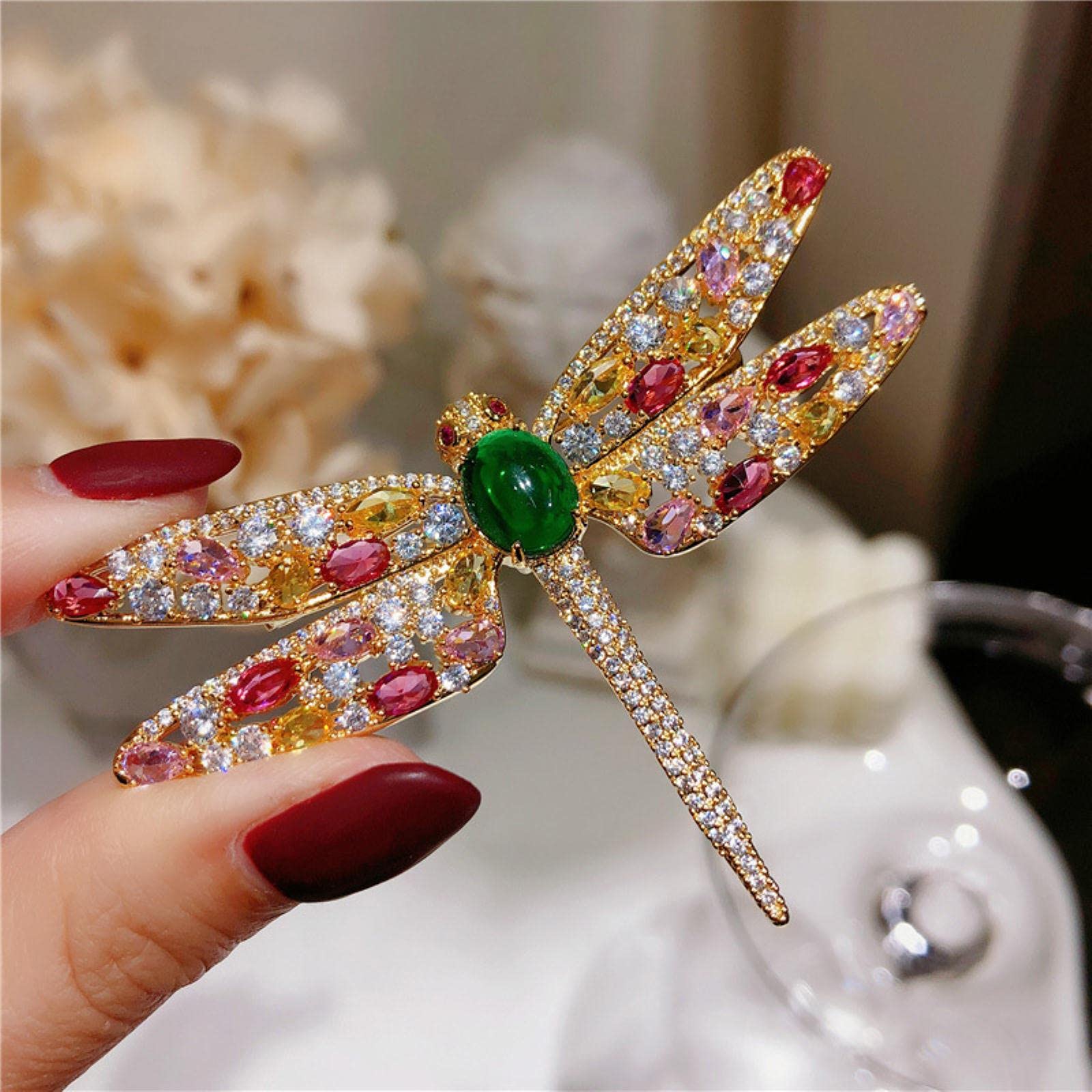 Broche Vintage En Zircon Multicolore - Bijou Fin Pour Femme à Piquer Sur Vêtements, écharpes Ou Chapeaux - Cadeau Fête Ou Mariage