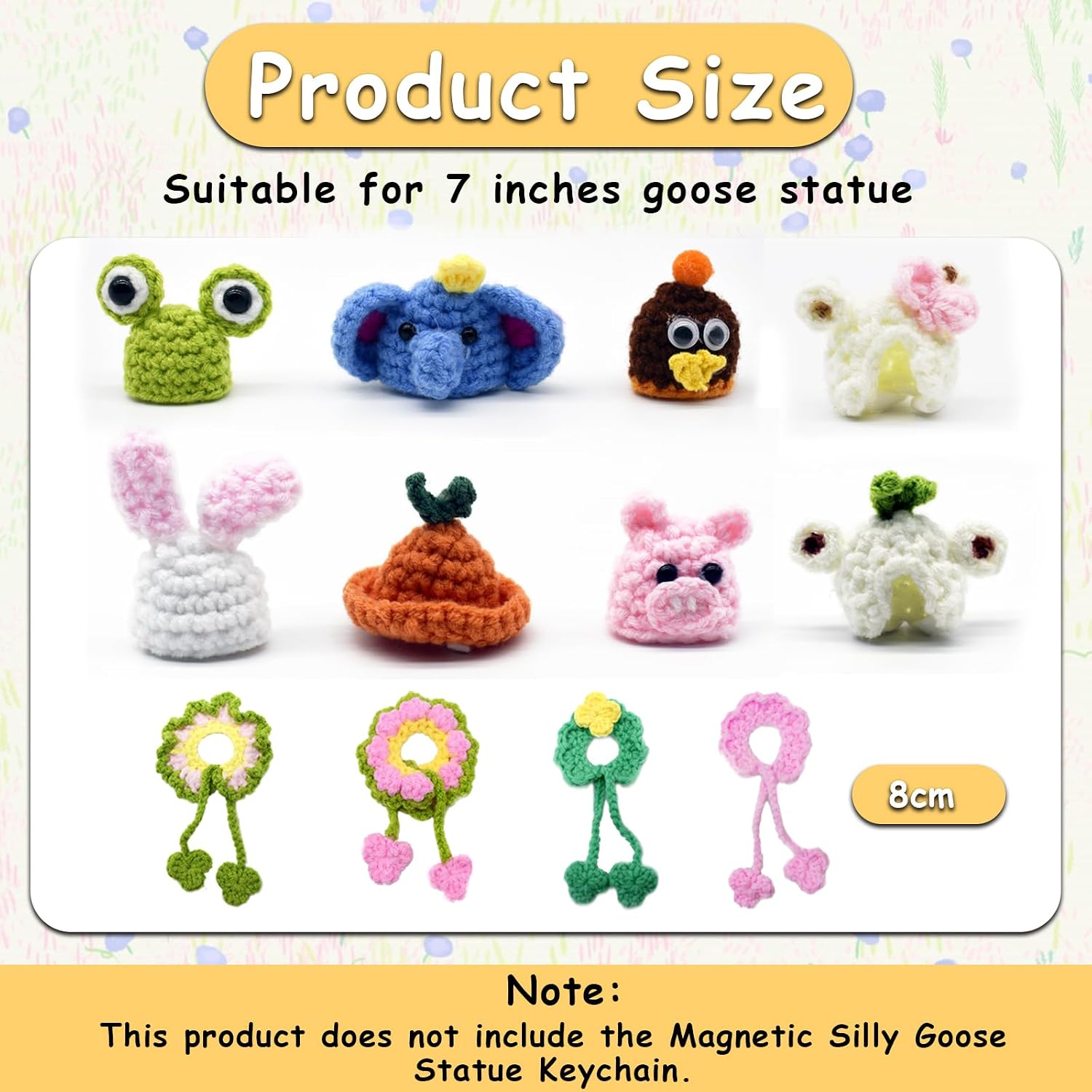 Charunee 12 Pcs Desk Goose Outfits 7 Inches Hats, Mini Desk Goose Knitting Outfits, Adjustable Hat Band Neckband for Magnetic Geese Key Holder Statue, Personalized Decoration for Home Office