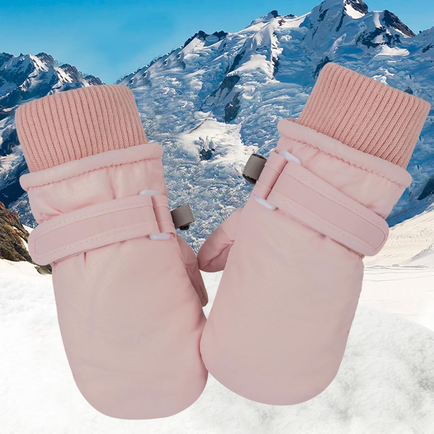Kids Waterproof Ski Snow Mittens - Winter Warm Fleece Gloves for Boys Girls