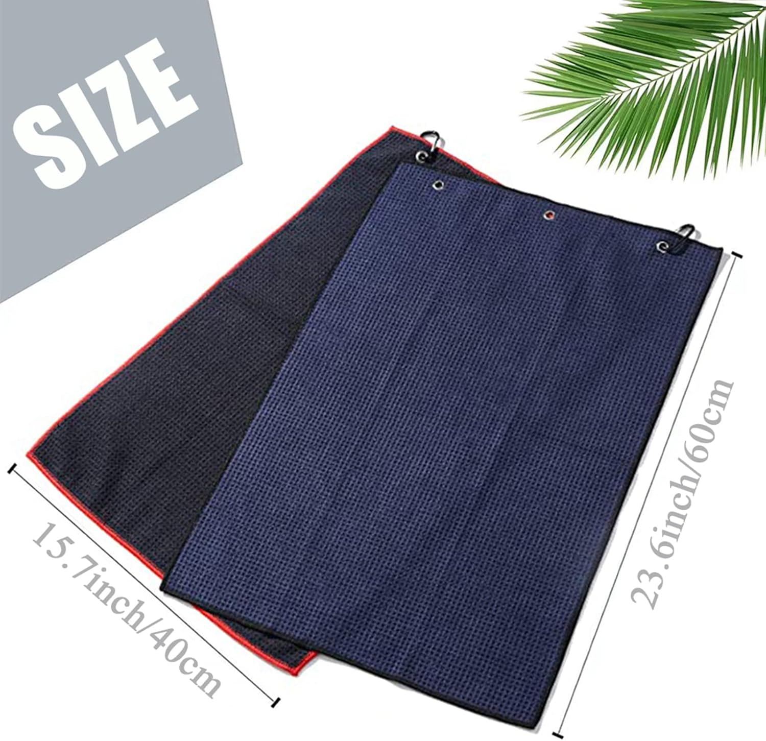 review Golf Towel Microfiber Waffle Pattern with Clip Tri-fold Towels Set Golf Brush Tool Kit with Club Groove Cleaner Men Women Golf Gifts (NavyBlue/Black)