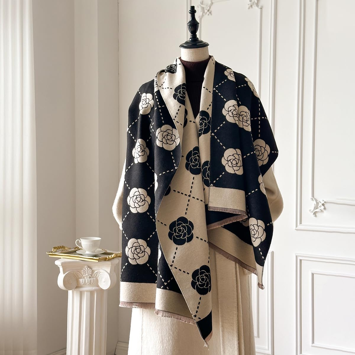 Camellia Scarf for Women Pashmina Silky Shawl Winter Scarves& Wraps