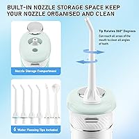 Vista 5 de Hangsun Irrigador bucal inalámbrico HOC600 IPX7, limpiador dental eléctrico impermeable con modos de bricolaje, 6 puntas de chorro para el cuidado